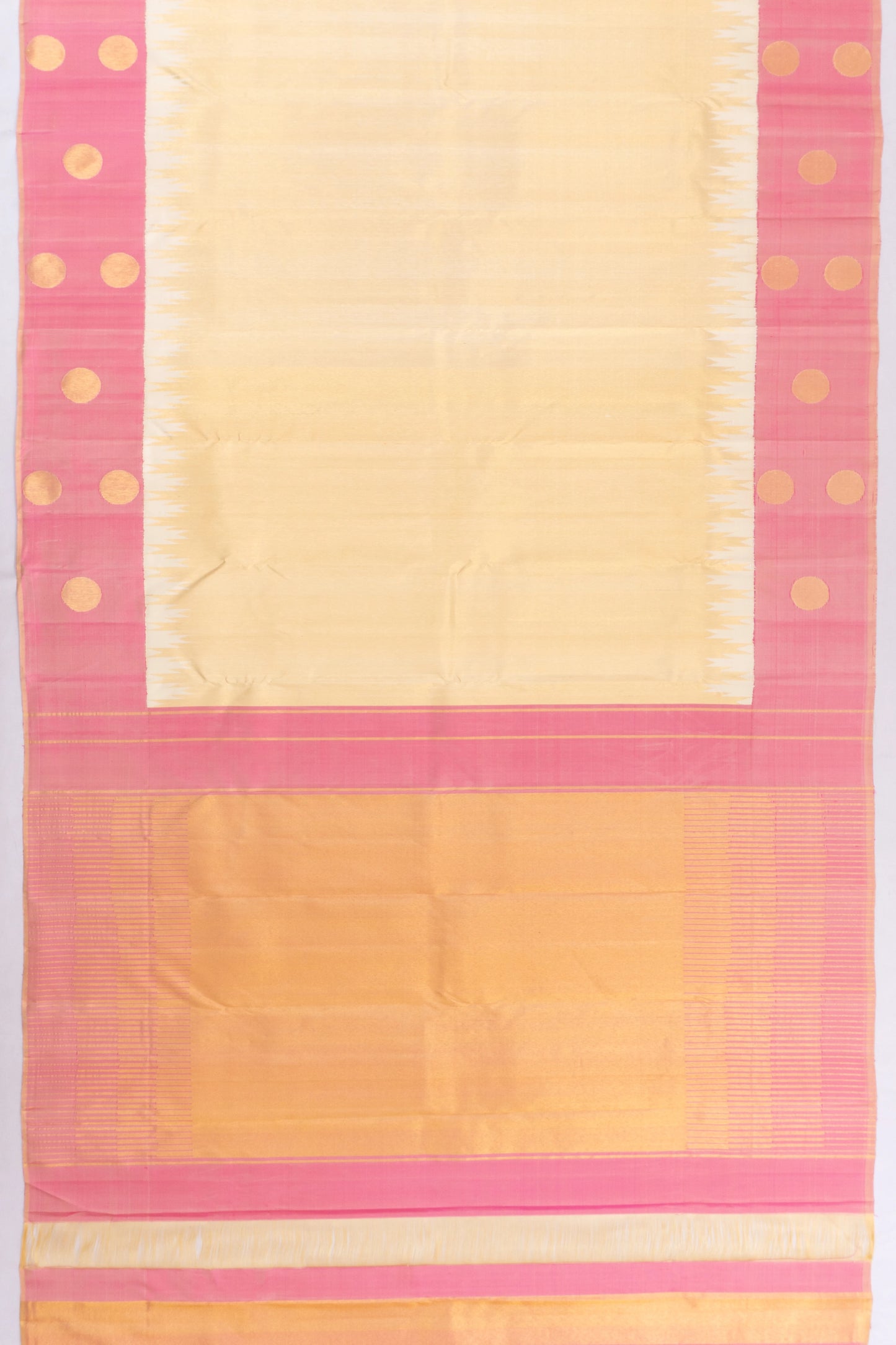 Kanchipuram Silk Tissue Plain Cream Saree