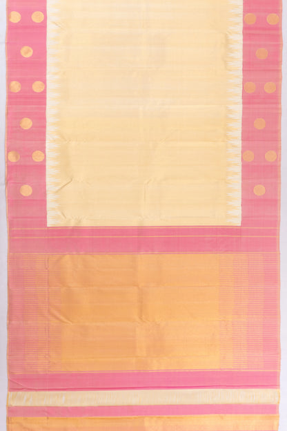 Kanchipuram Silk Tissue Plain Cream Saree