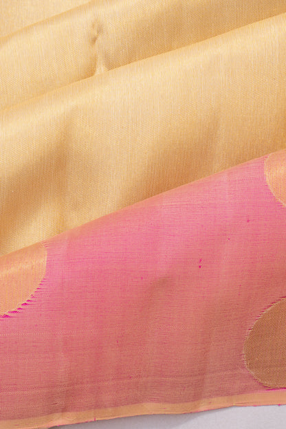 Kanchipuram Silk Tissue Plain Cream Saree