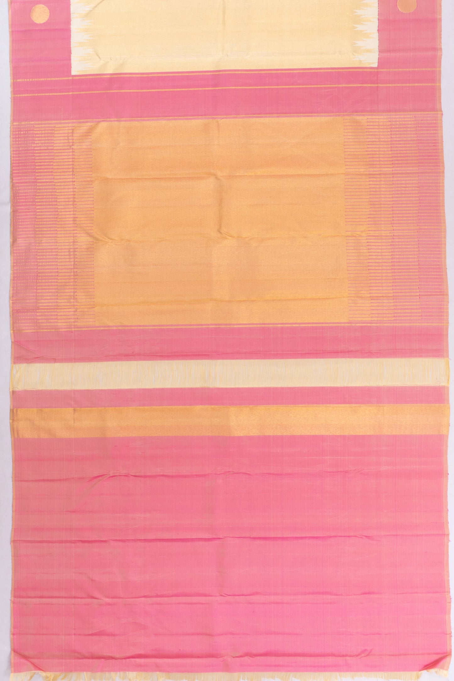 Kanchipuram Silk Tissue Plain Cream Saree