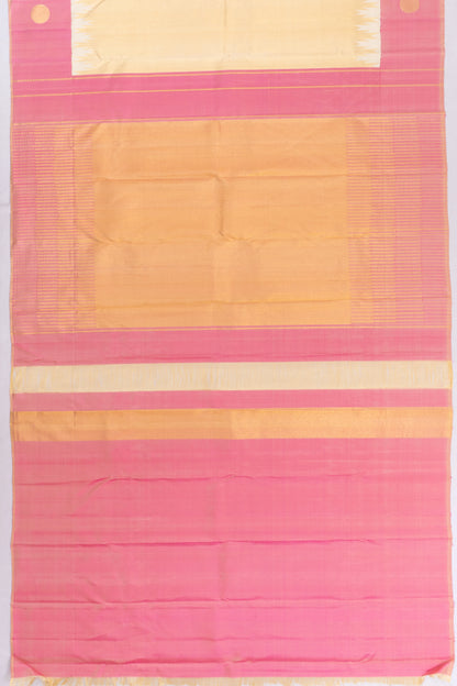 Kanchipuram Silk Tissue Plain Cream Saree