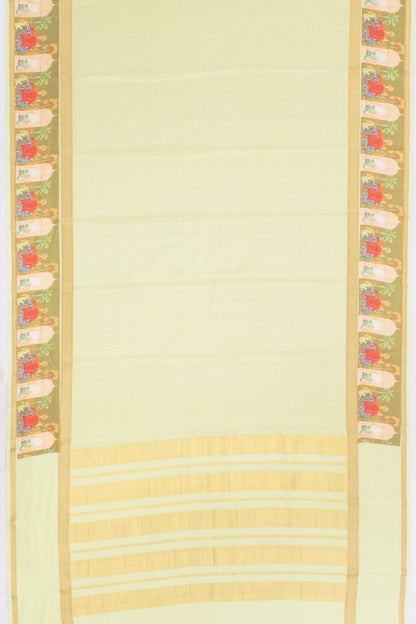 Mysore Silk Checks Pista Green Saree