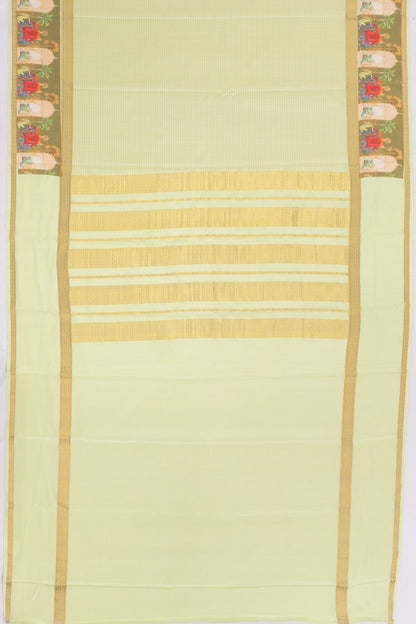 Mysore Silk Checks Pista Green Saree
