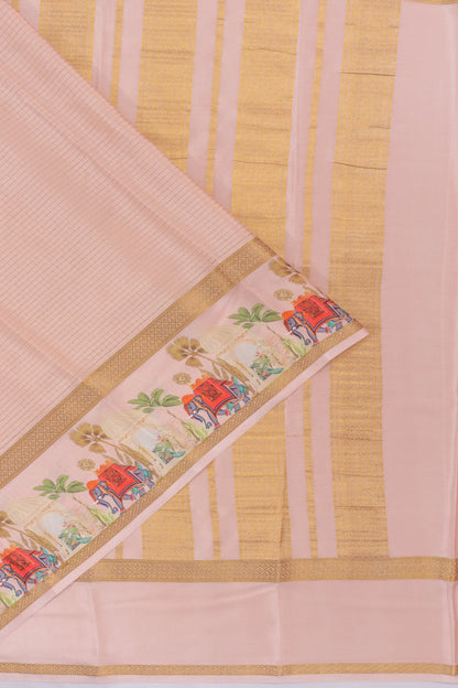 Mysore Silk Checks Baby Pink Saree