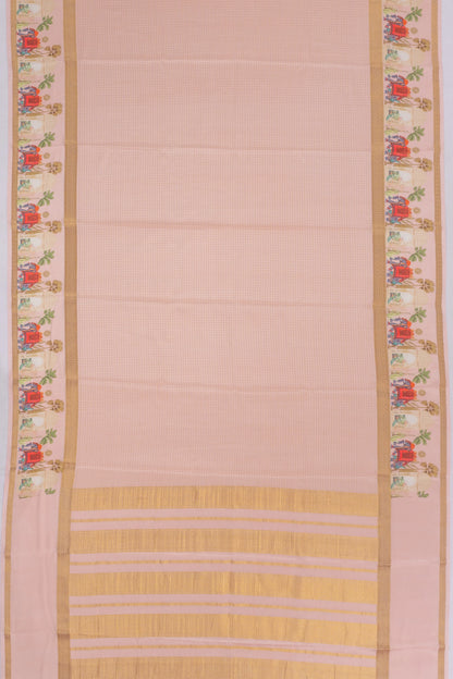 Mysore Silk Checks Baby Pink Saree