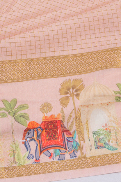 Mysore Silk Checks Baby Pink Saree