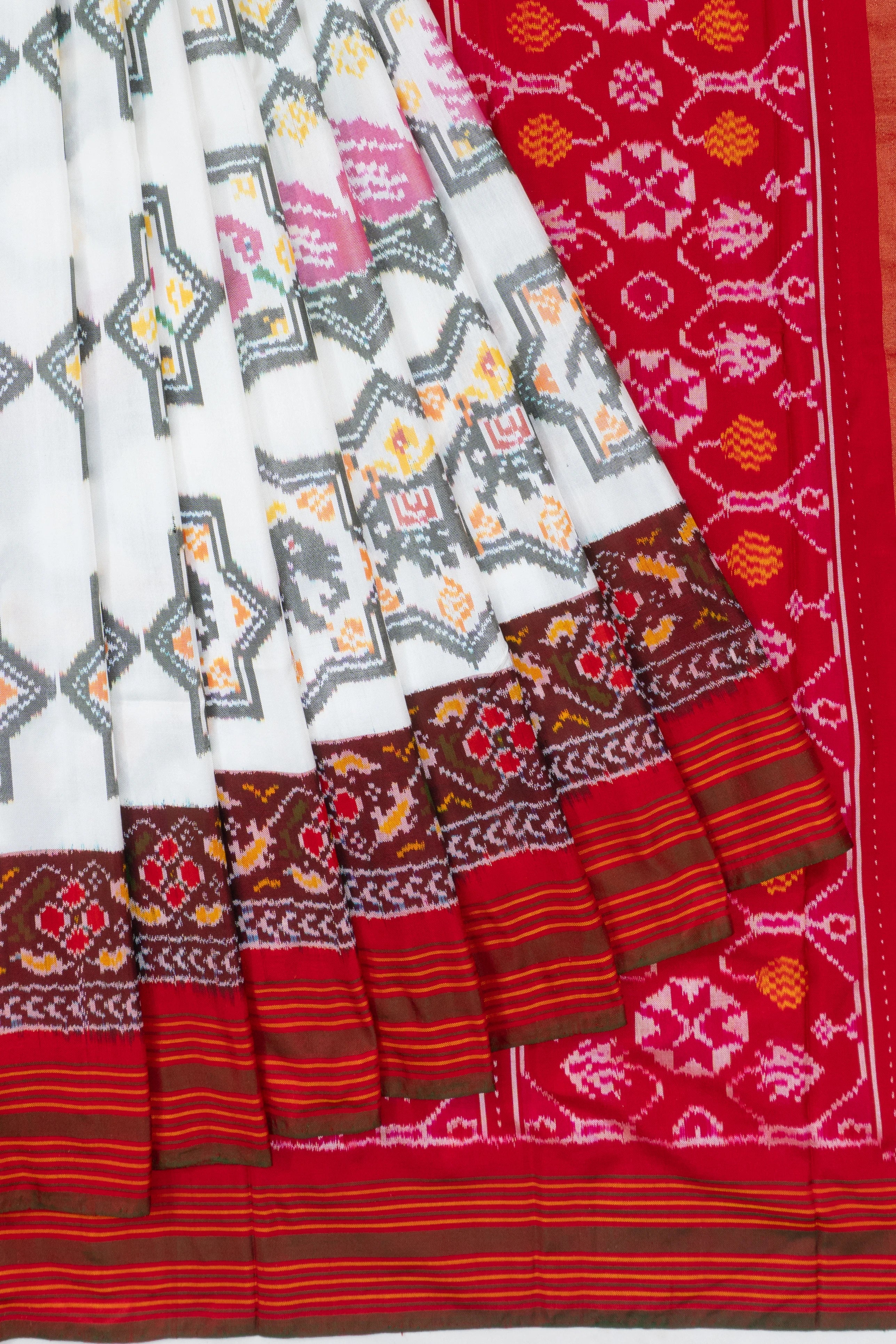 Pochampally Silk Ikat White Saree
