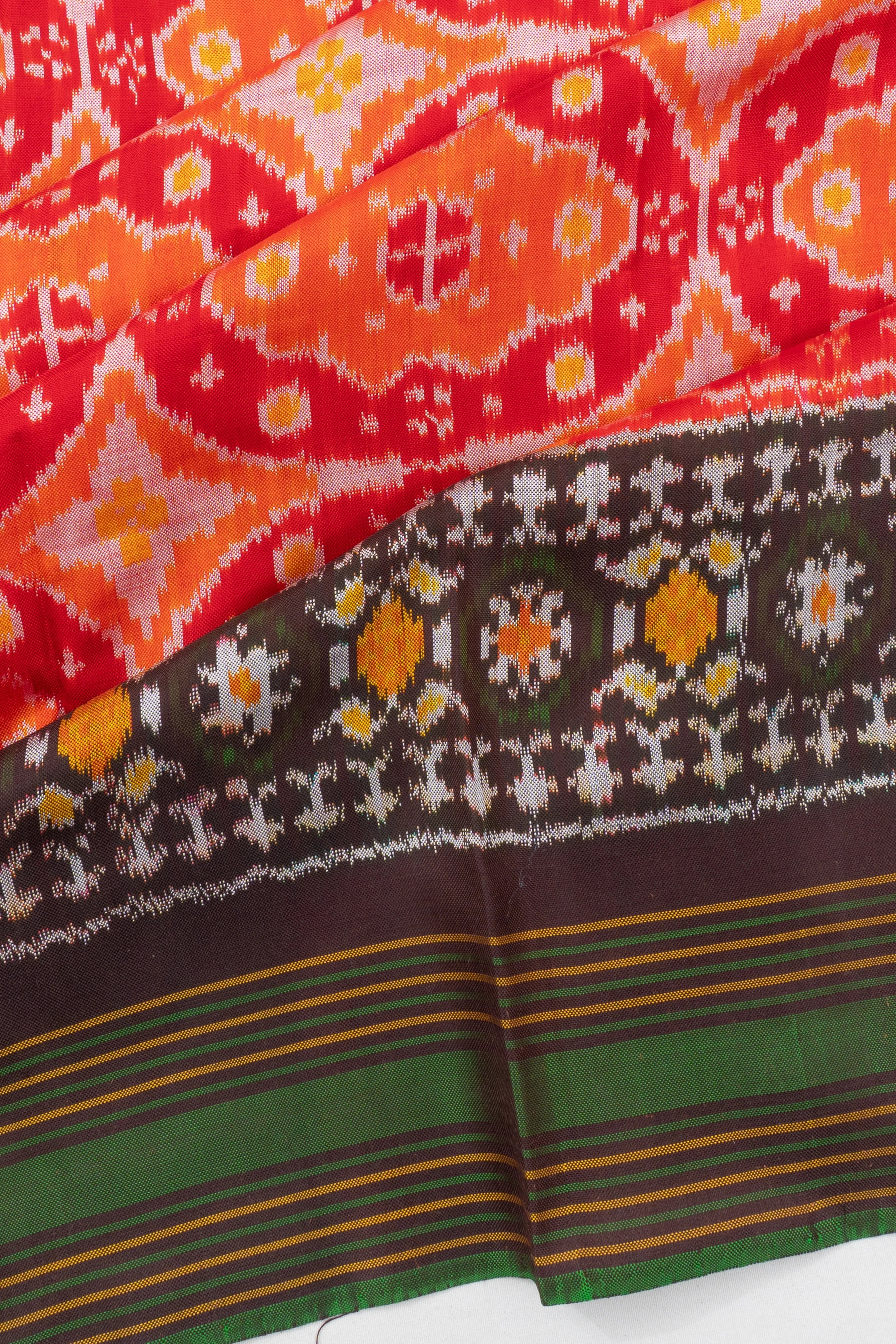 Pochampally Silk Ikat Red And Orange Saree