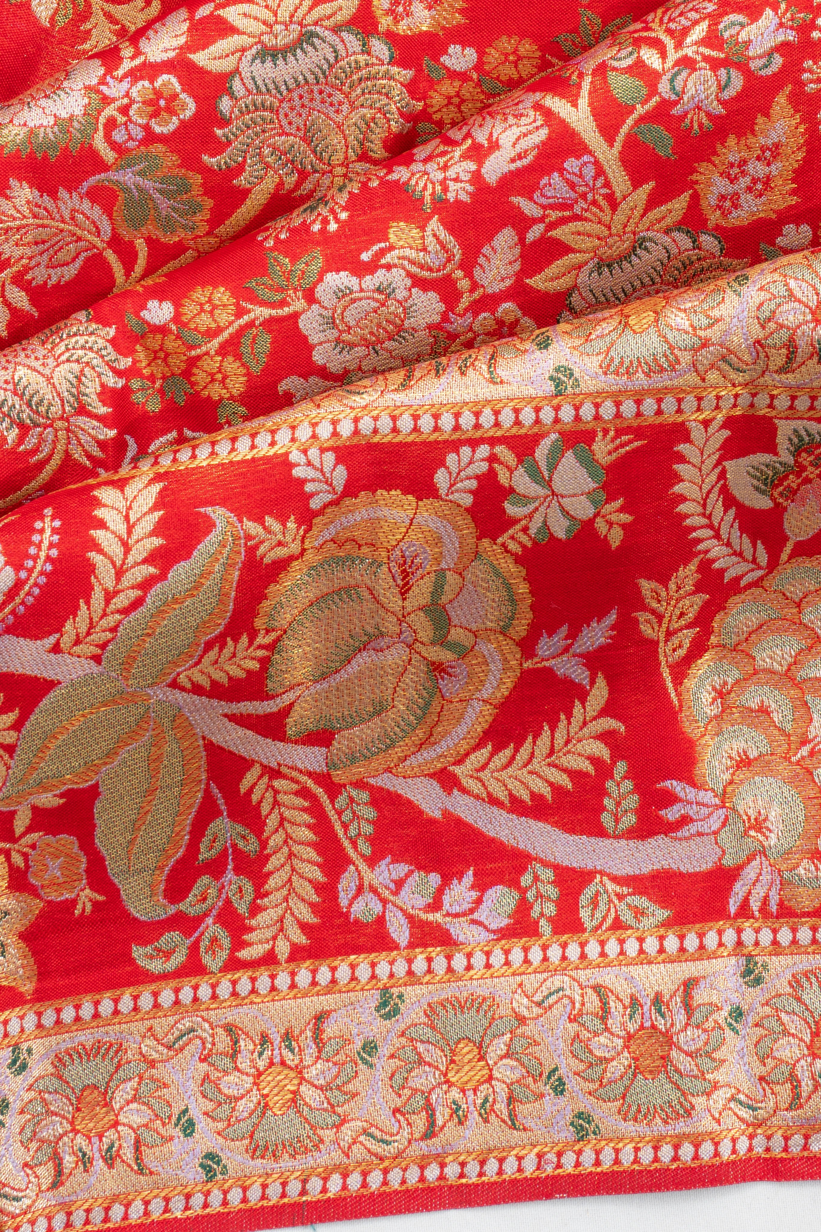 Kanchipuram Silk Jaal Red Saree
