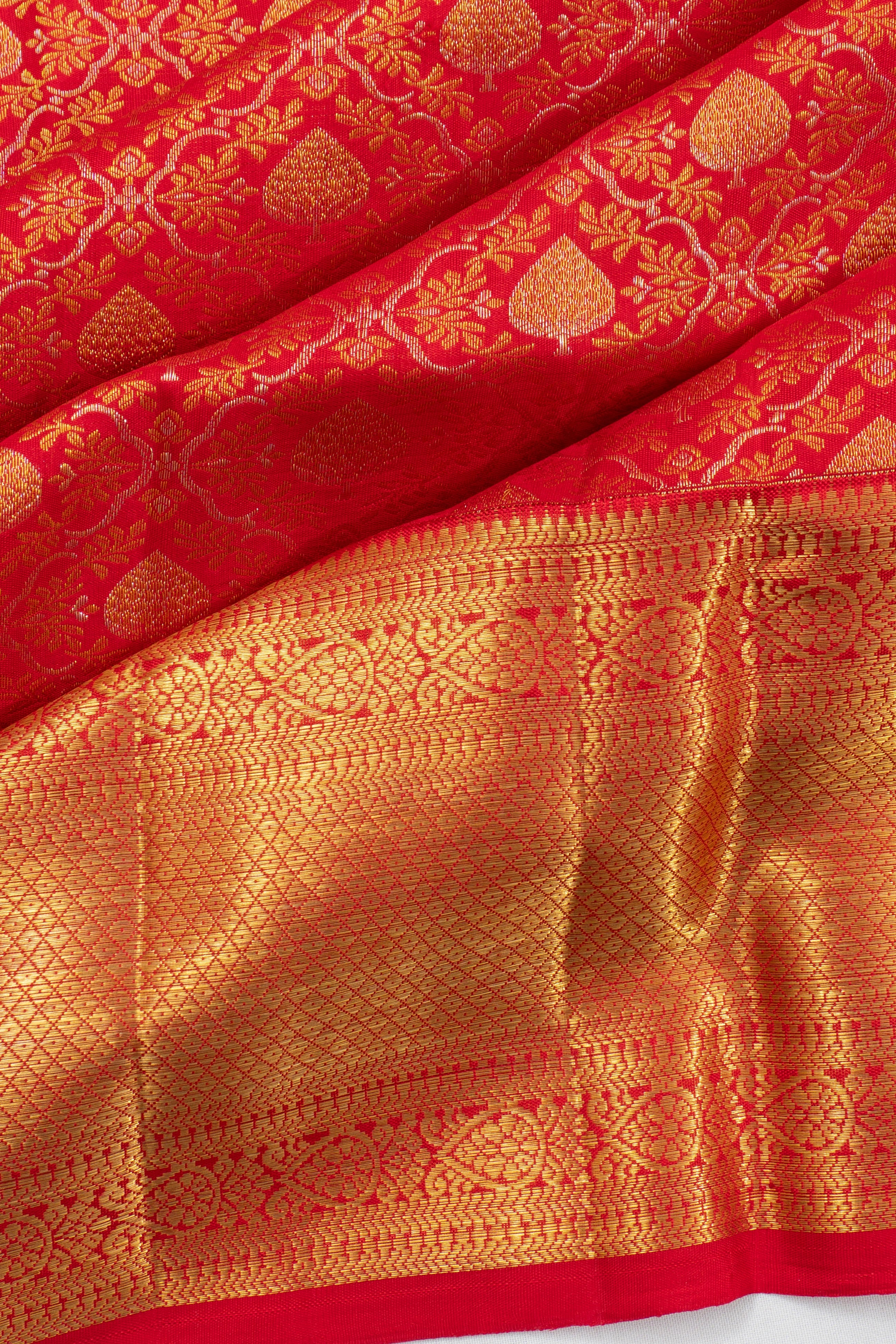 Kanchipuram Silk Brocade Red Saree