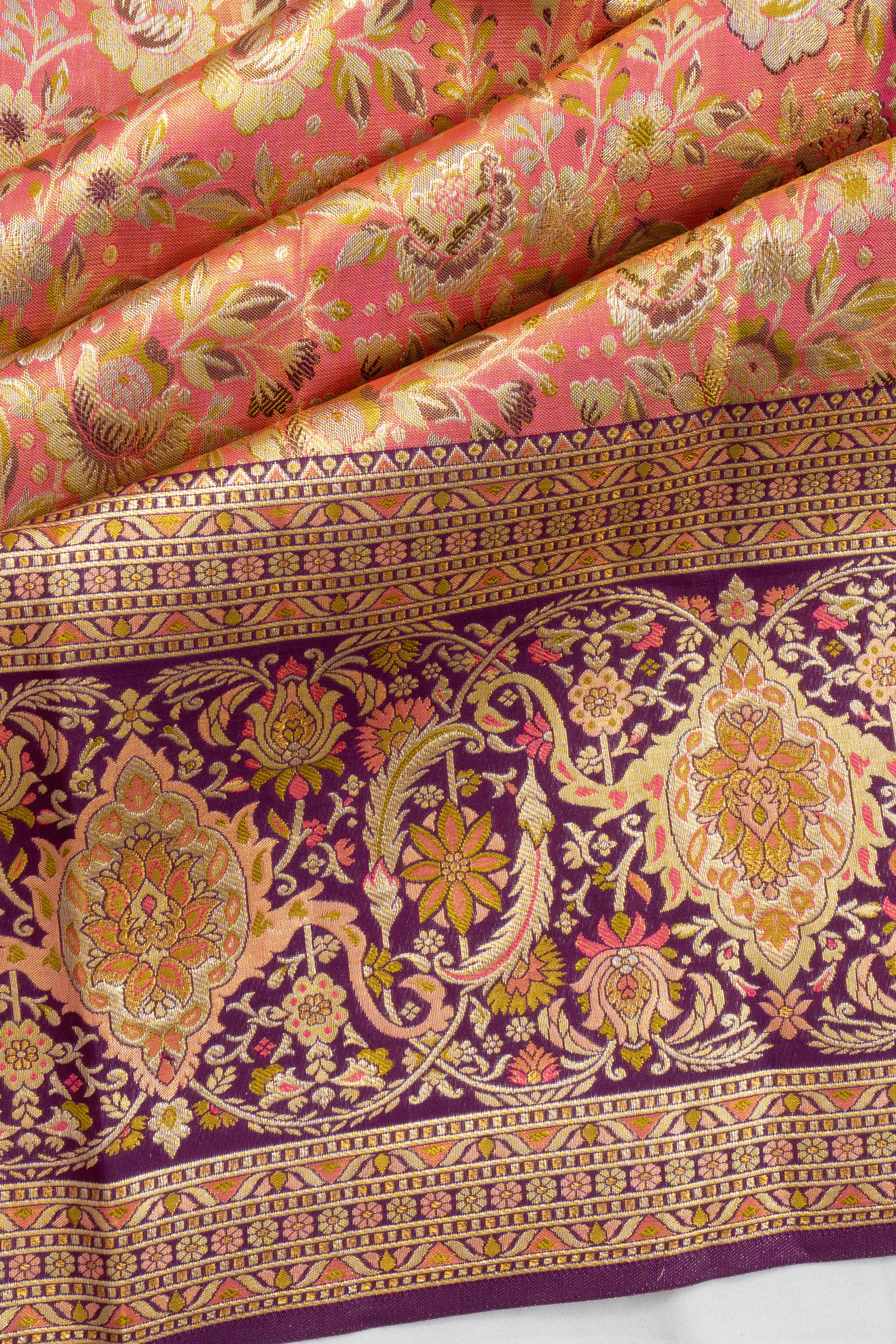 Taranga Kanchi Silk Tissue Brocade Pink Saree