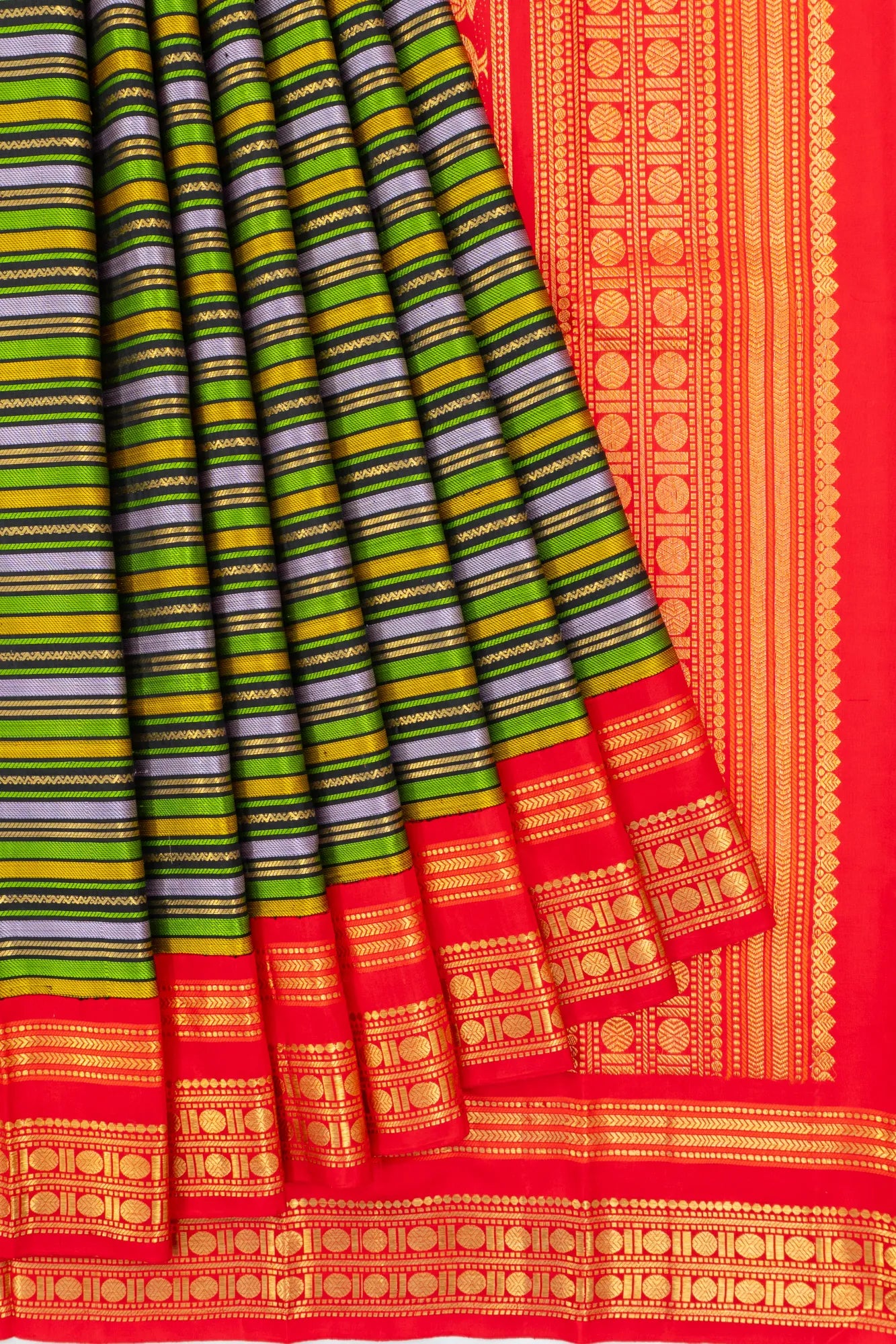 Classic Kanchipuram Silk Lines Multicolour Saree