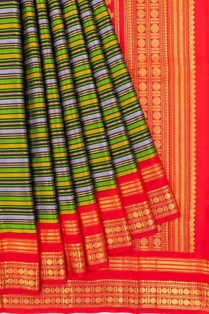 Classic Kanchipuram Silk Lines Multicolour Saree