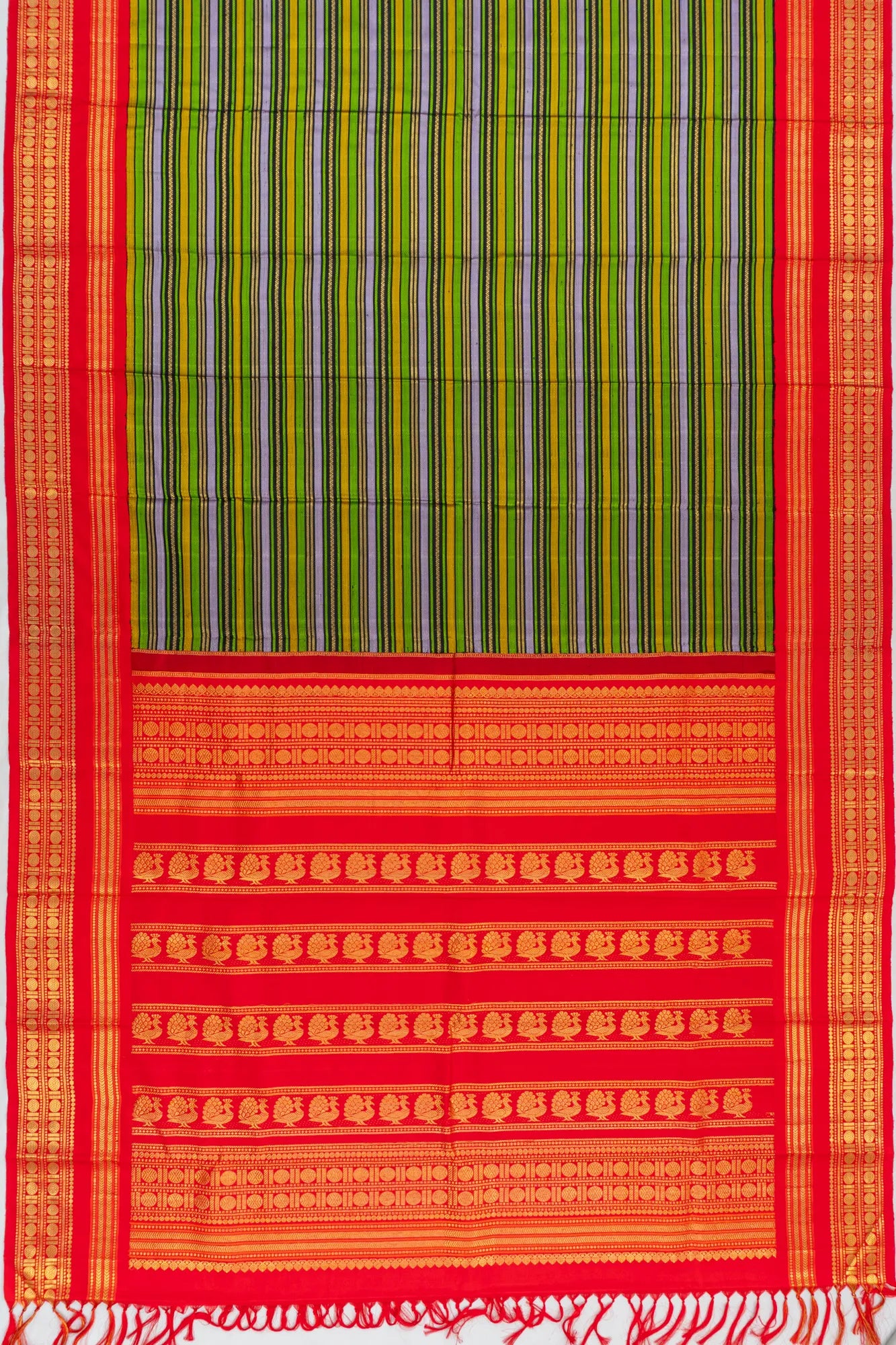 Classic Kanchipuram Silk Lines Multicolour Saree