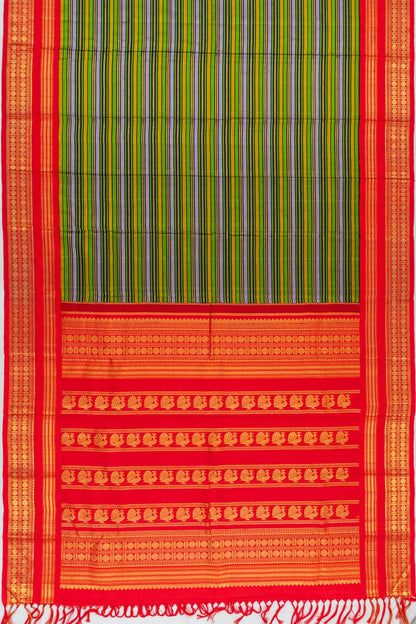 Classic Kanchipuram Silk Lines Multicolour Saree