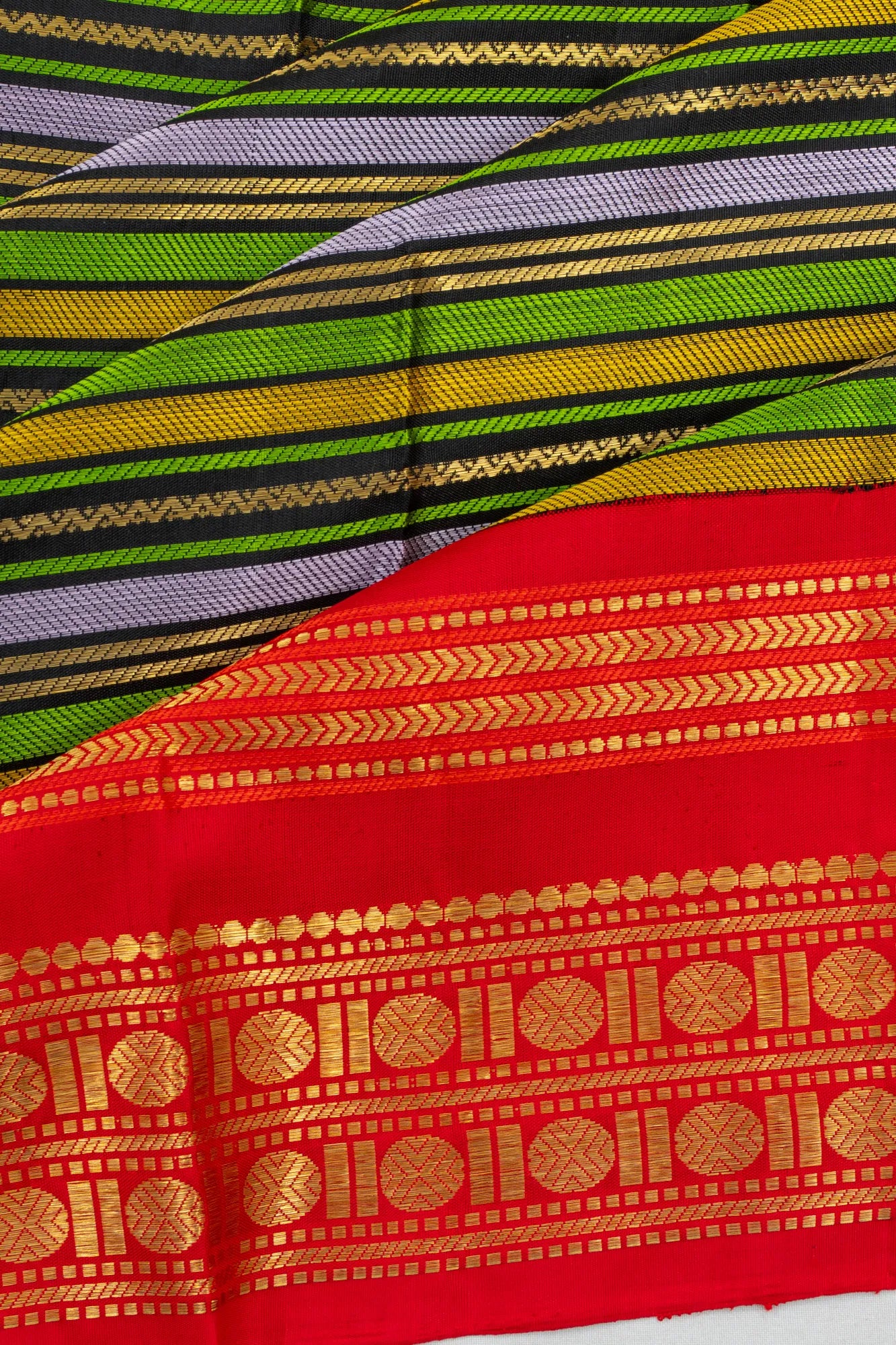 Classic Kanchipuram Silk Lines Multicolour Saree