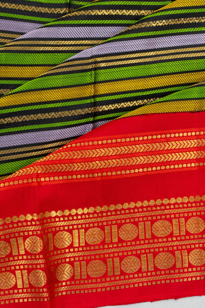 Classic Kanchipuram Silk Lines Multicolour Saree