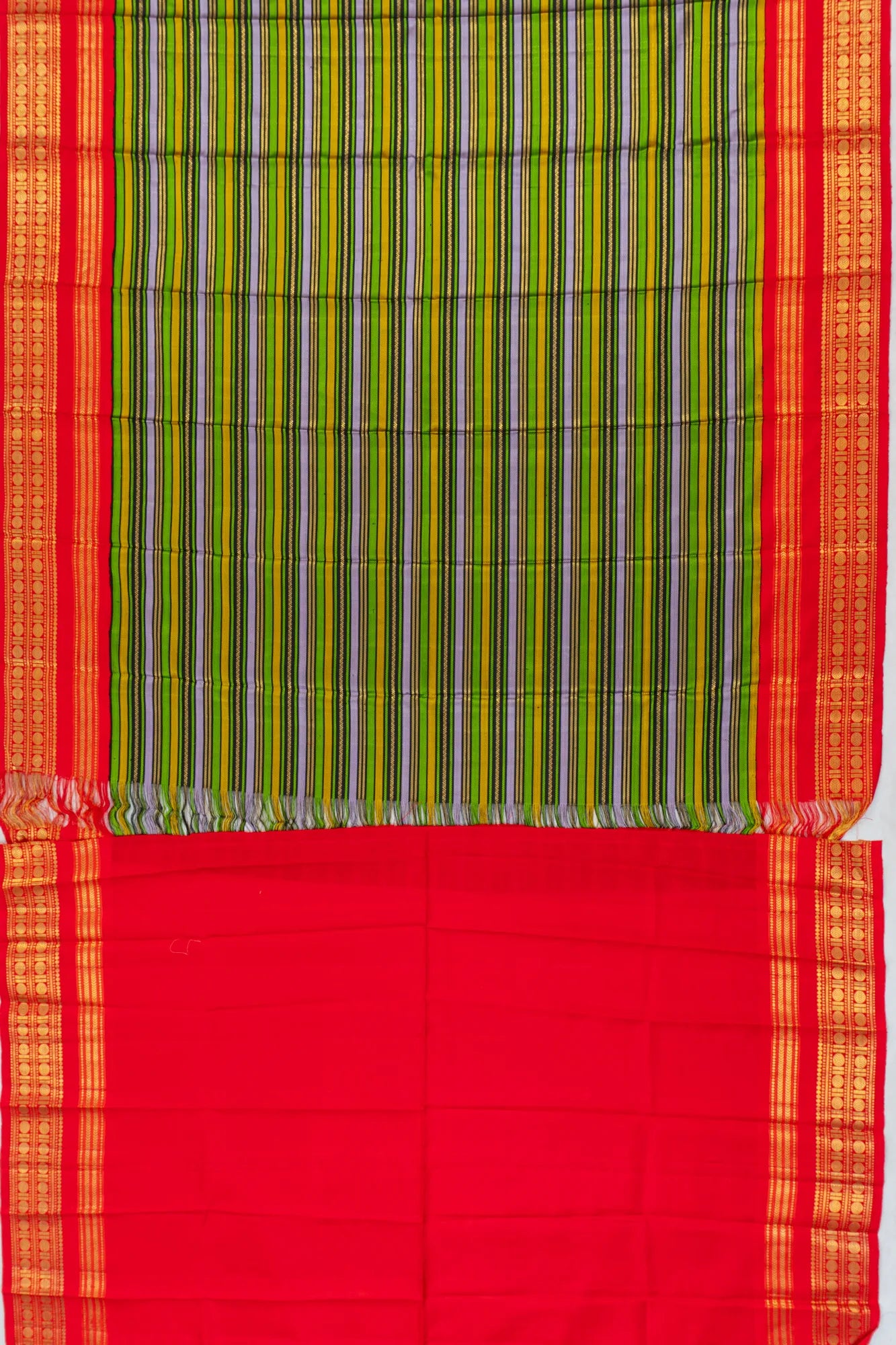 Classic Kanchipuram Silk Lines Multicolour Saree