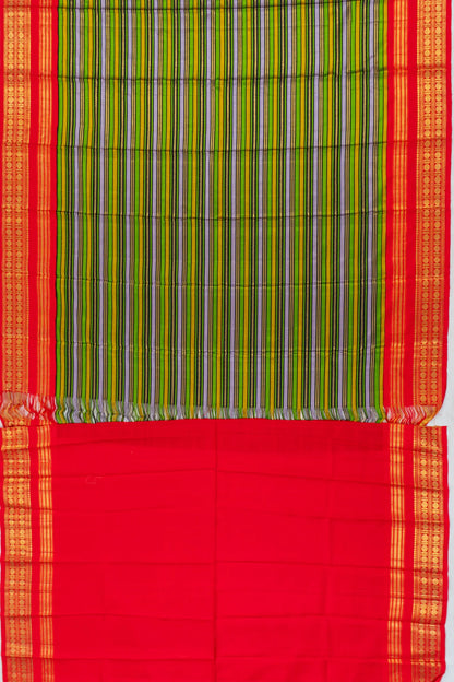 Classic Kanchipuram Silk Lines Multicolour Saree
