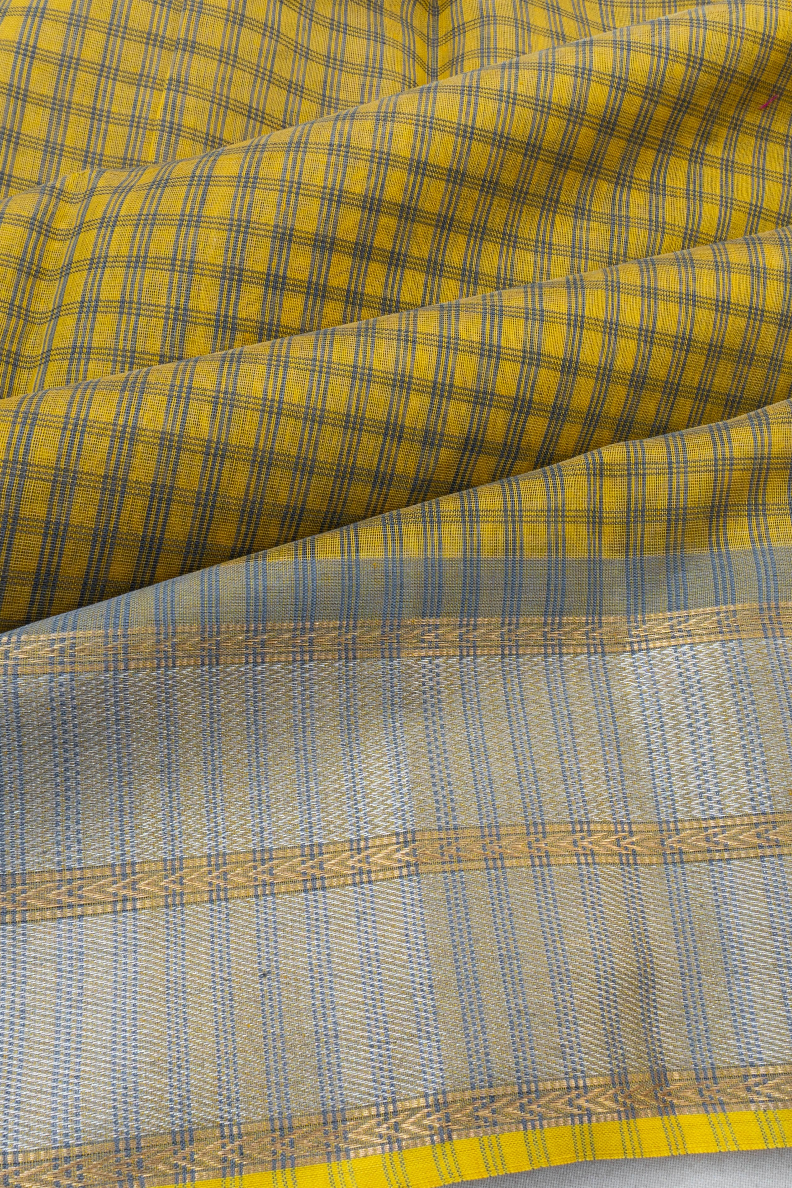 Chanderi Silk Checks Green Saree