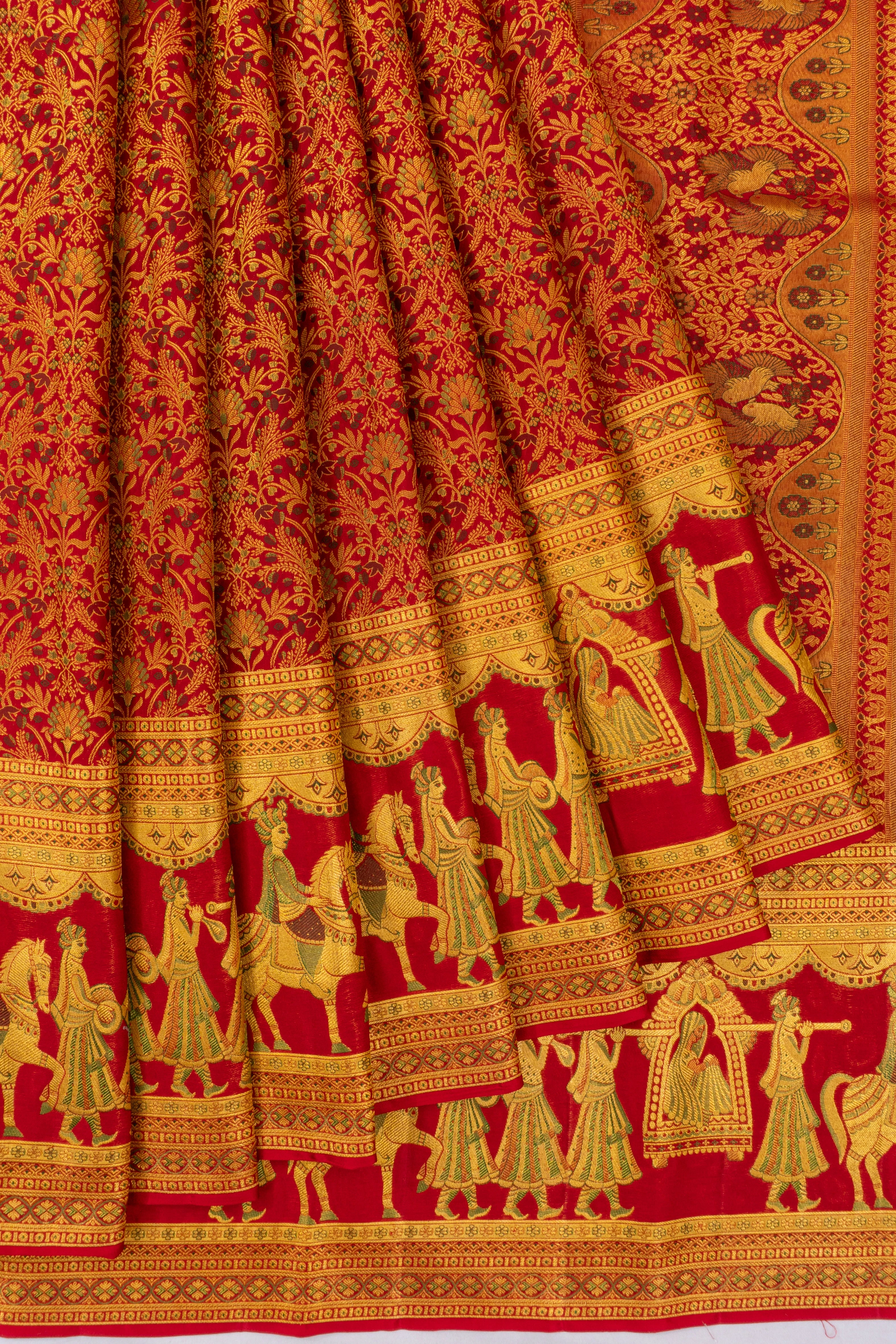 Taranga Kanchi Silk Brocade Red Saree