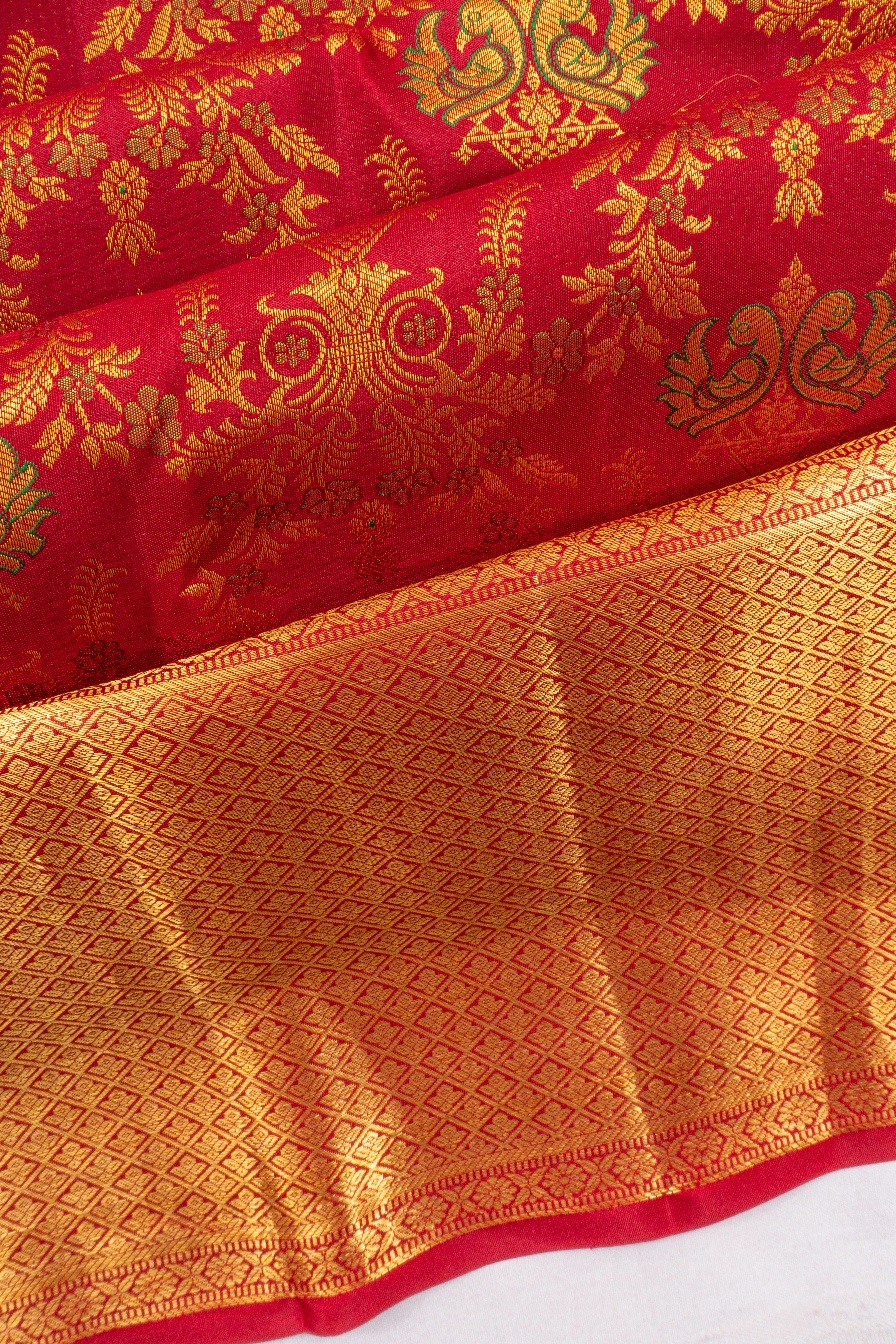 Taranga Kanchi Silk Brocade Red Saree