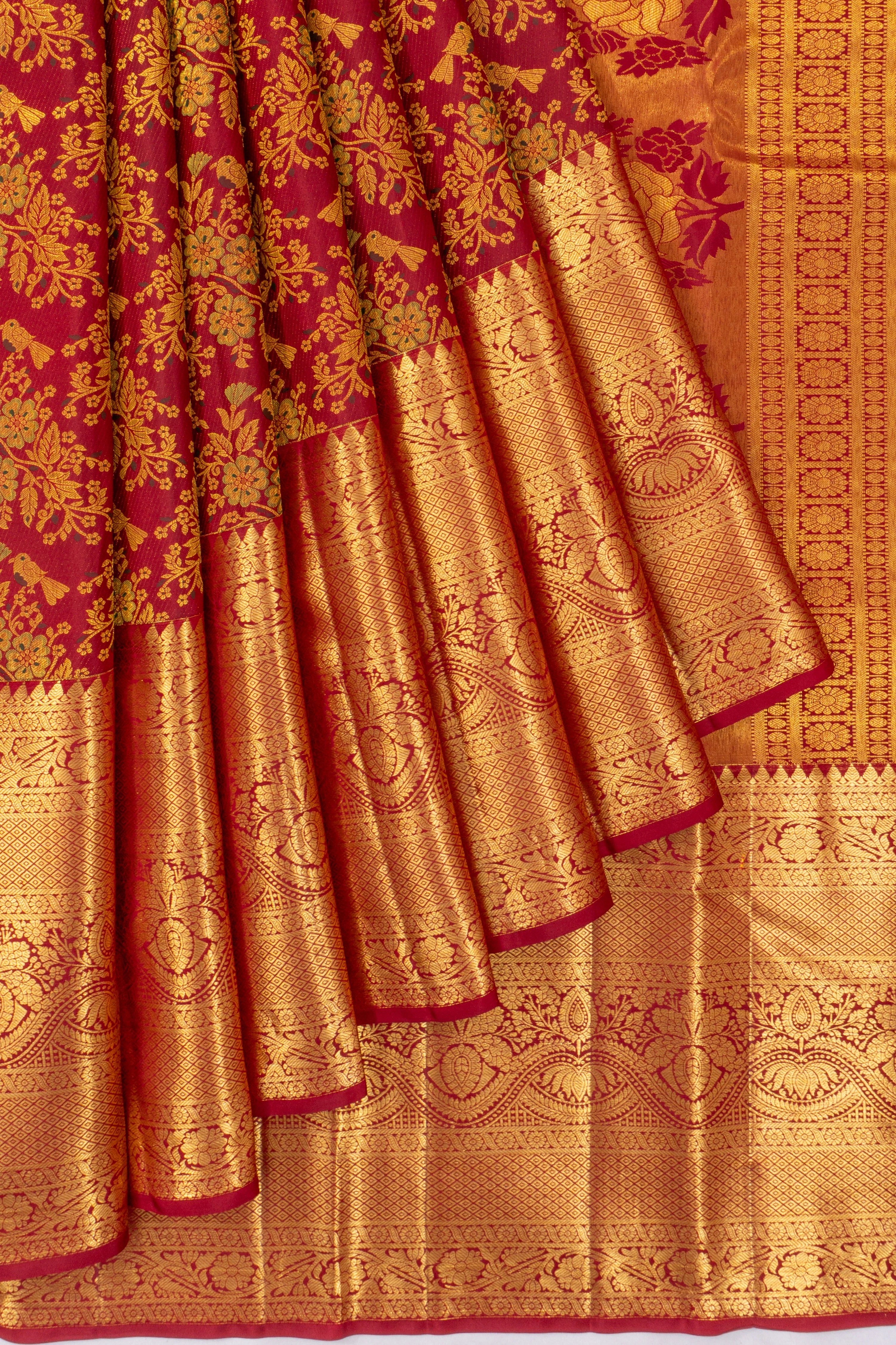 Taranga Kanchi Silk Brocade Red Saree