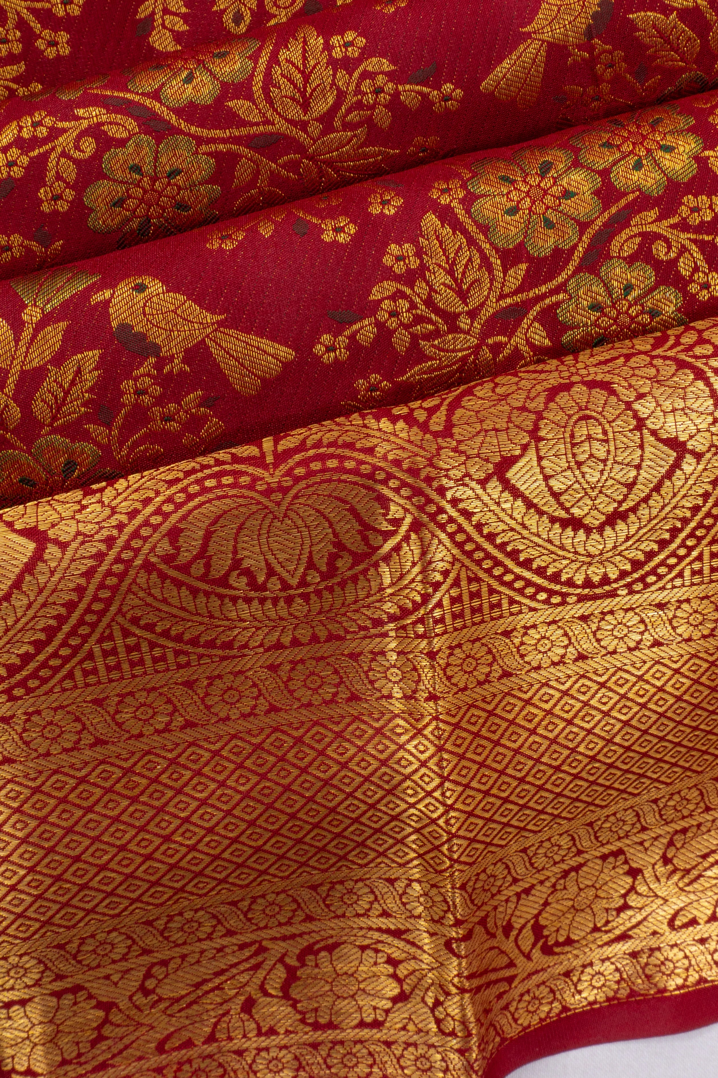 Taranga Kanchi Silk Brocade Red Saree