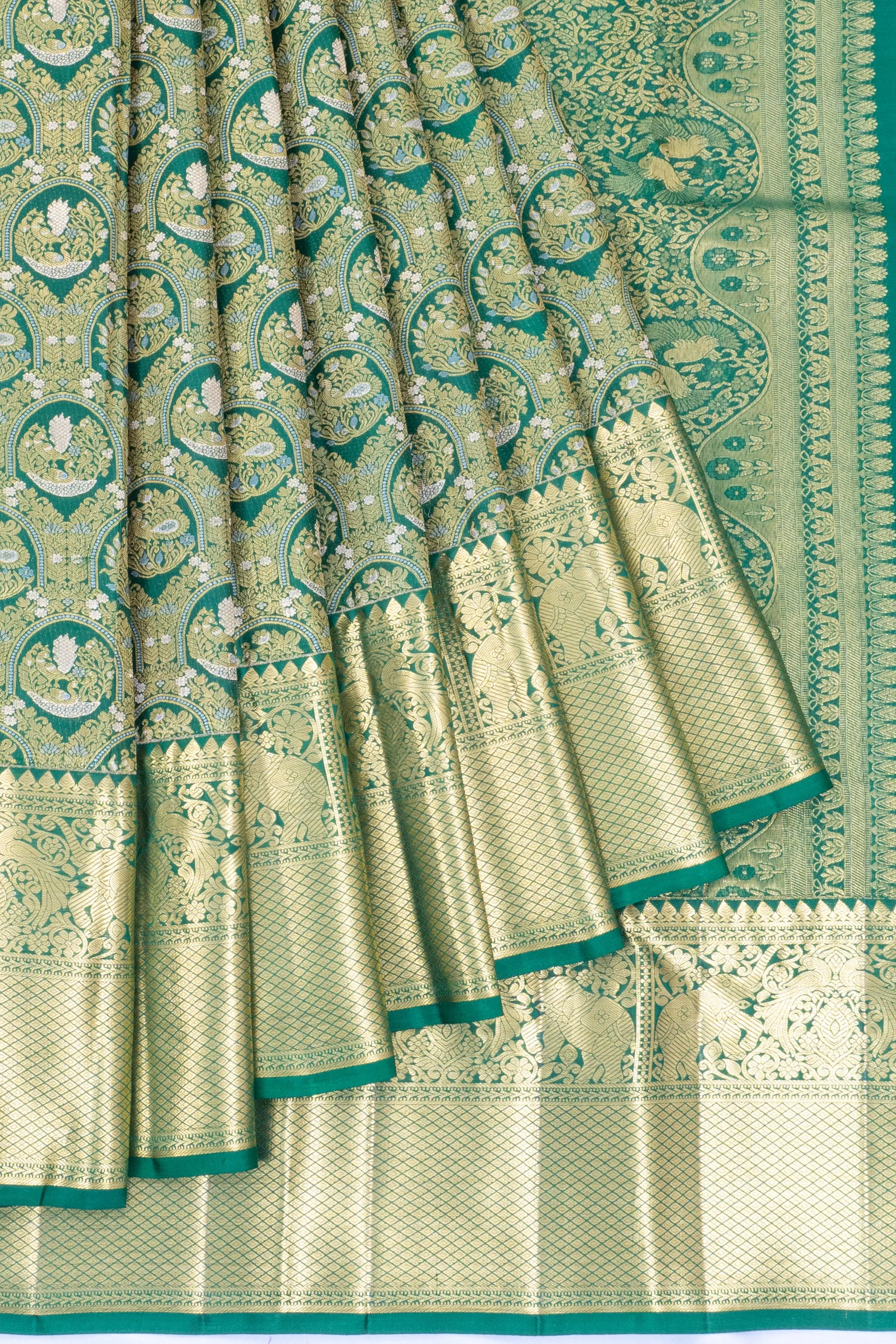 Taranga Kanchi Silk Brocade Green Saree