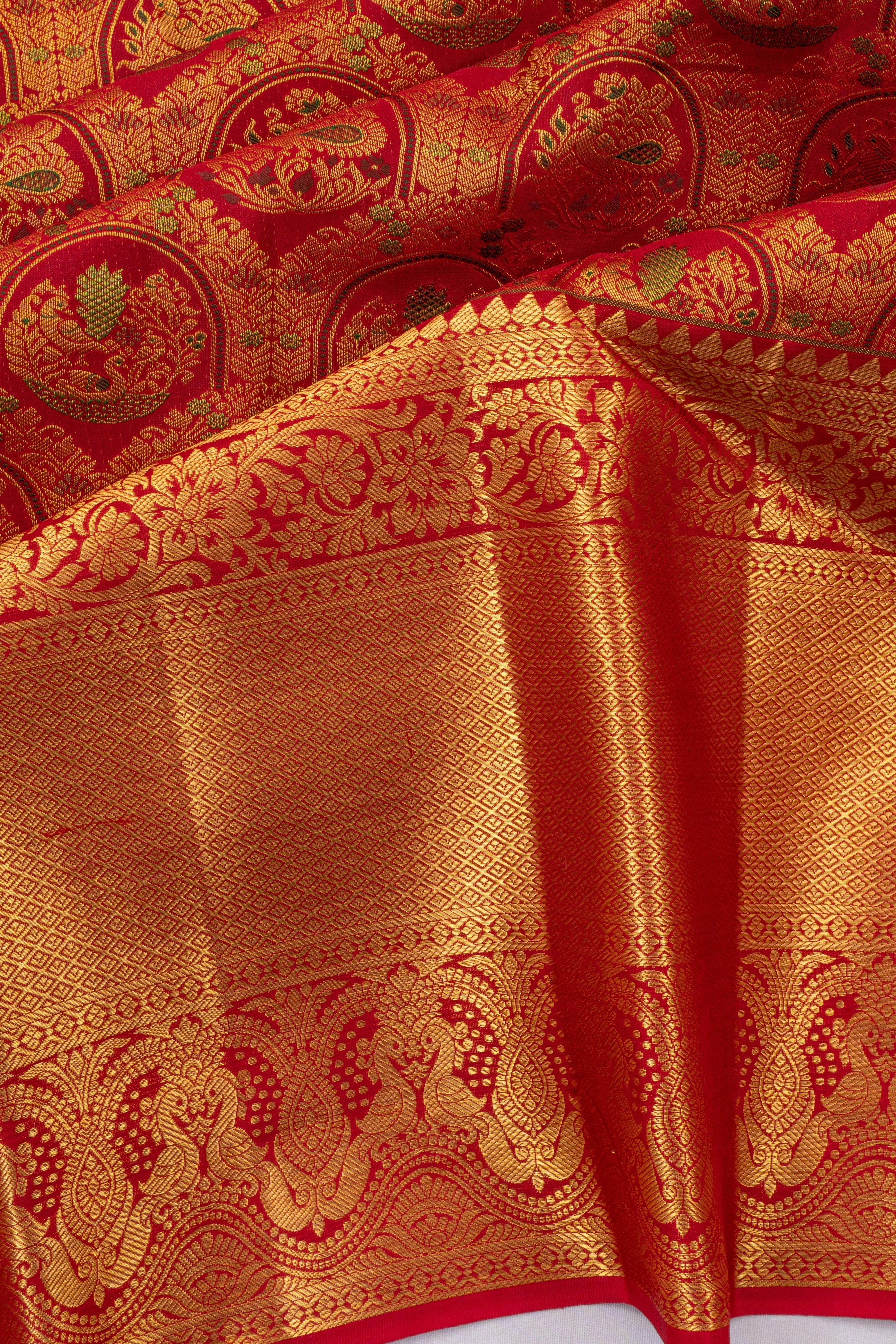 Taranga Kanchi Silk Brocade Red Saree