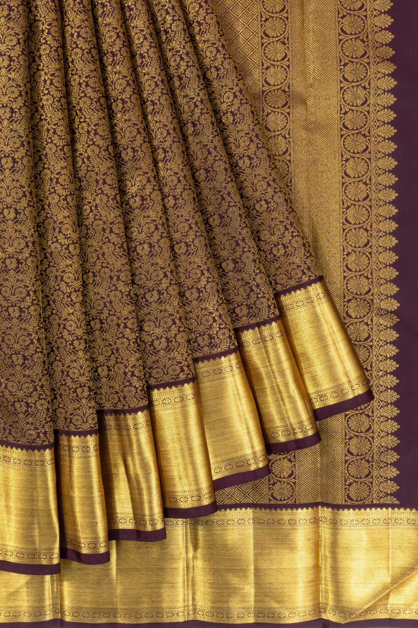 Kanchipuram Silk Jaal Deep Purple Saree