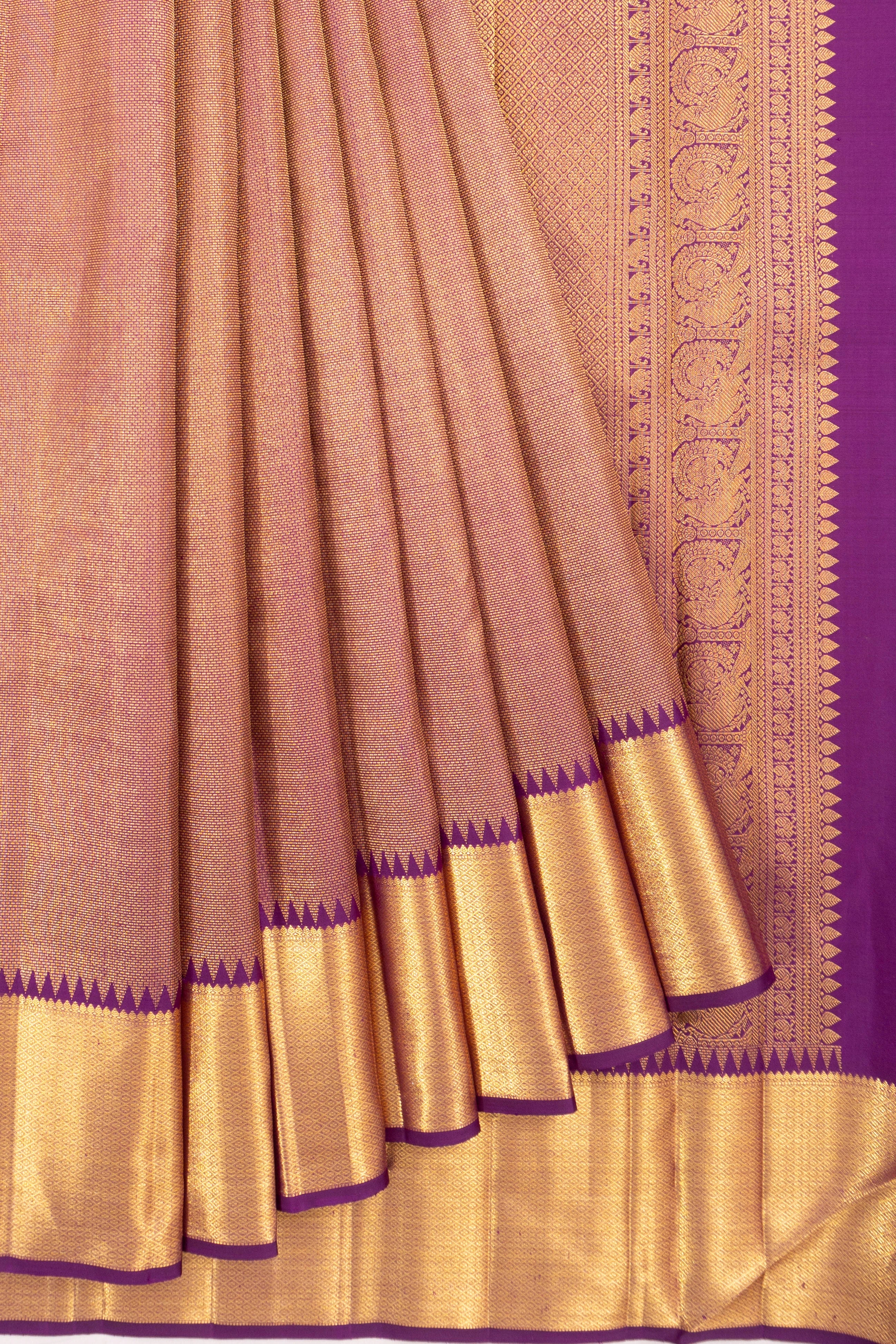 Kanchipuram Silk Brocade Violet Saree