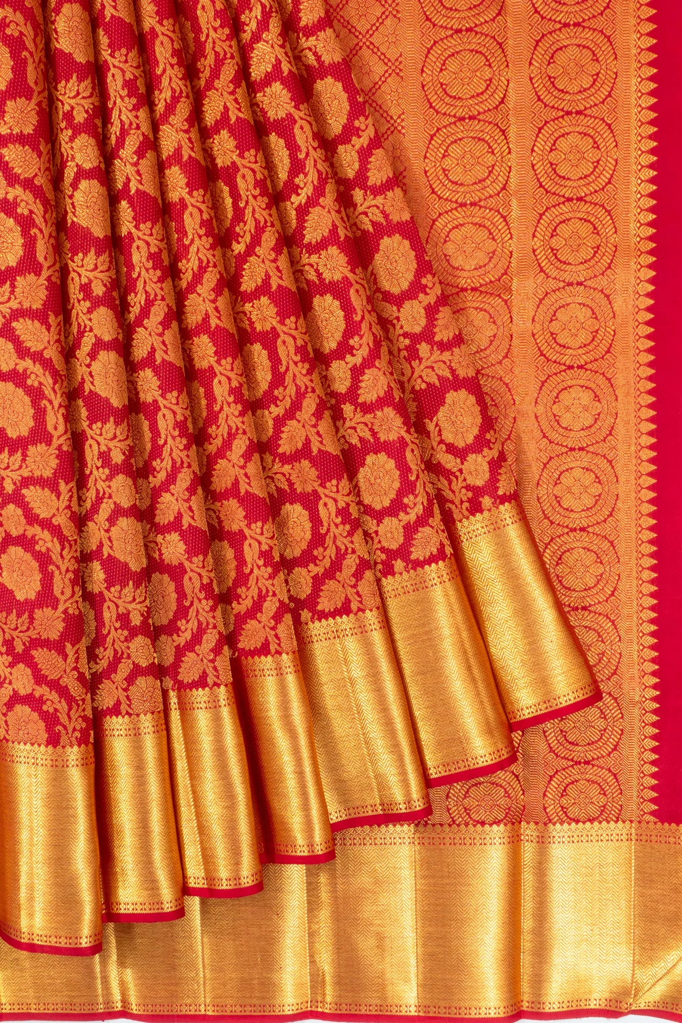 Kanchipuram Silk Jaal Red Saree