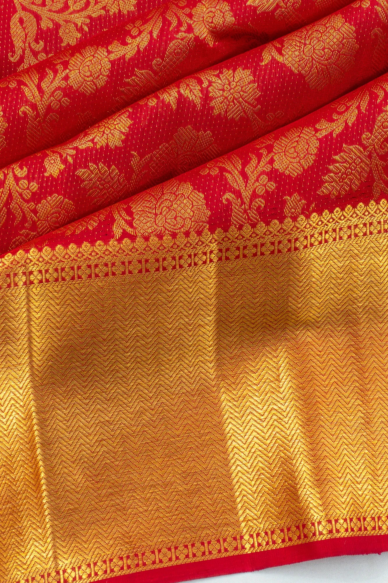 Kanchipuram Silk Jaal Red Saree