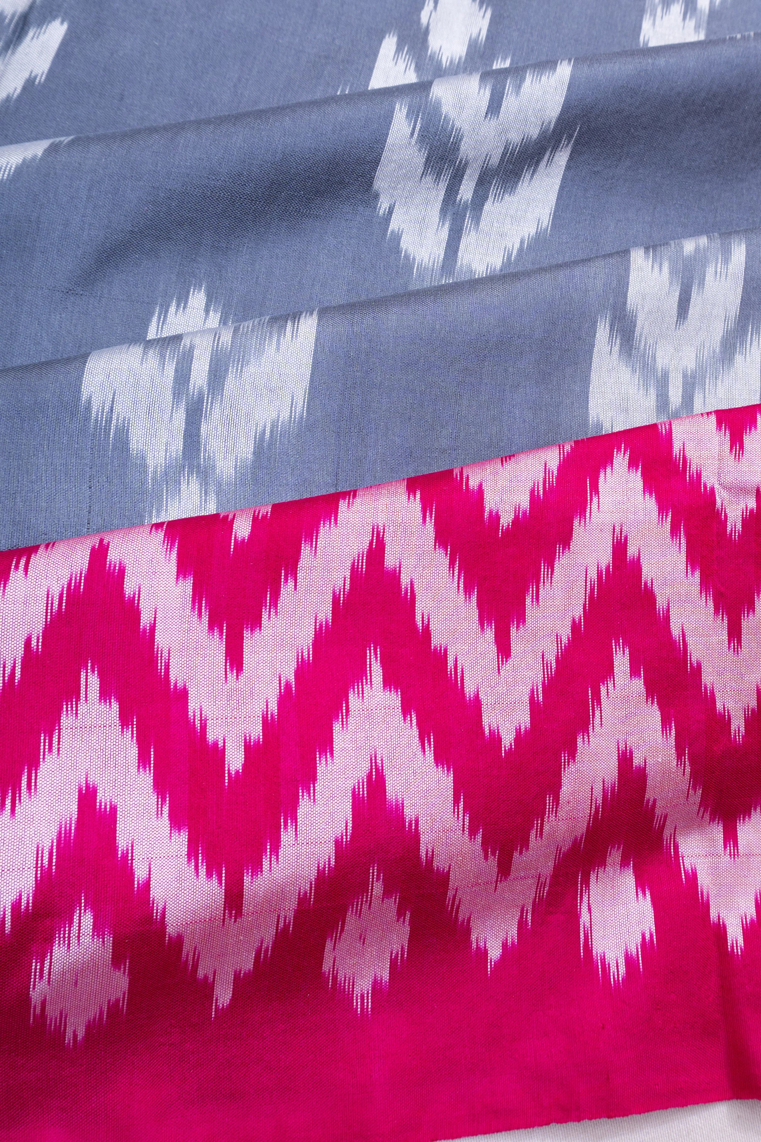 Pochampally Silk Ikat Grey Saree