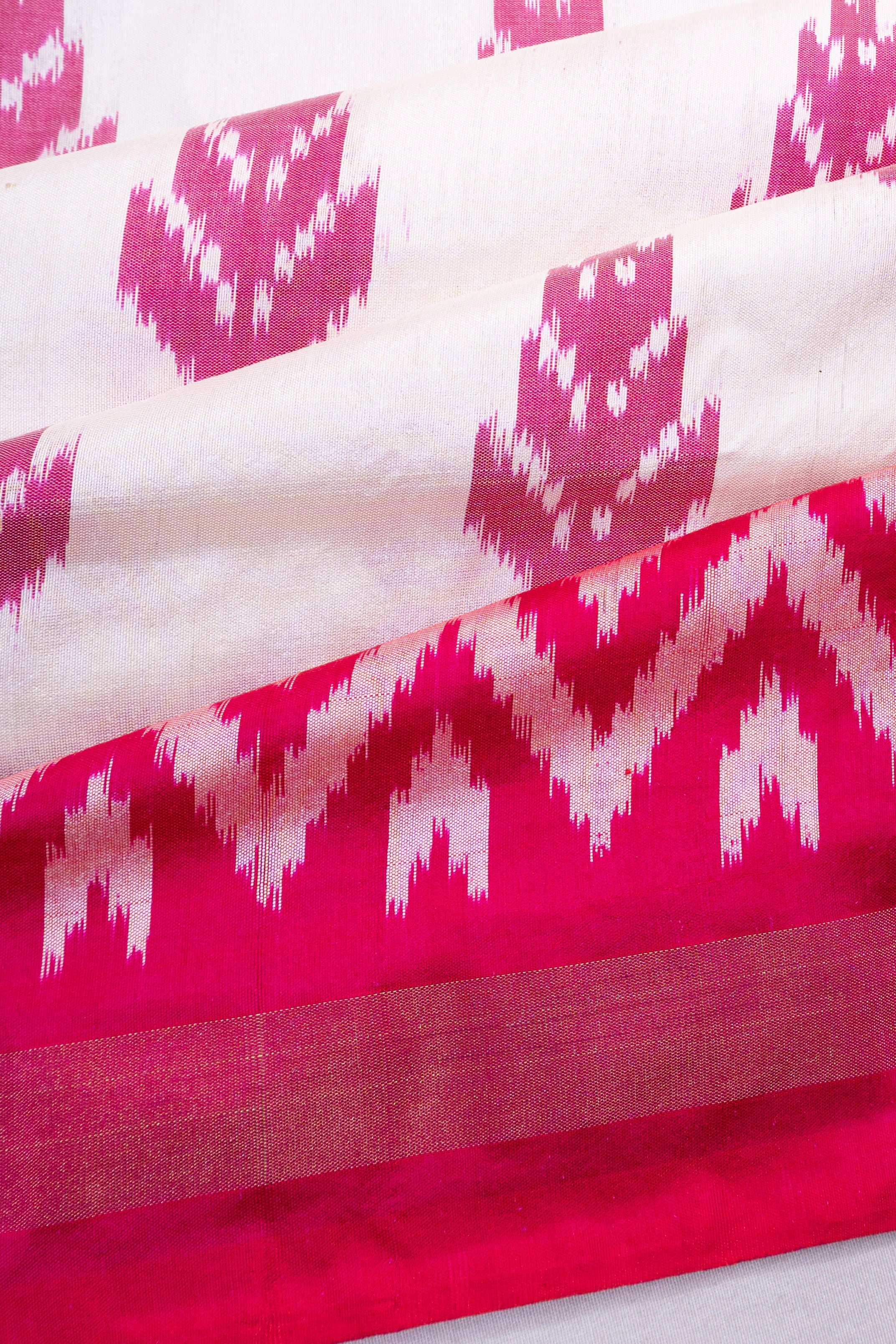 Pochampally Silk Ikat White Saree