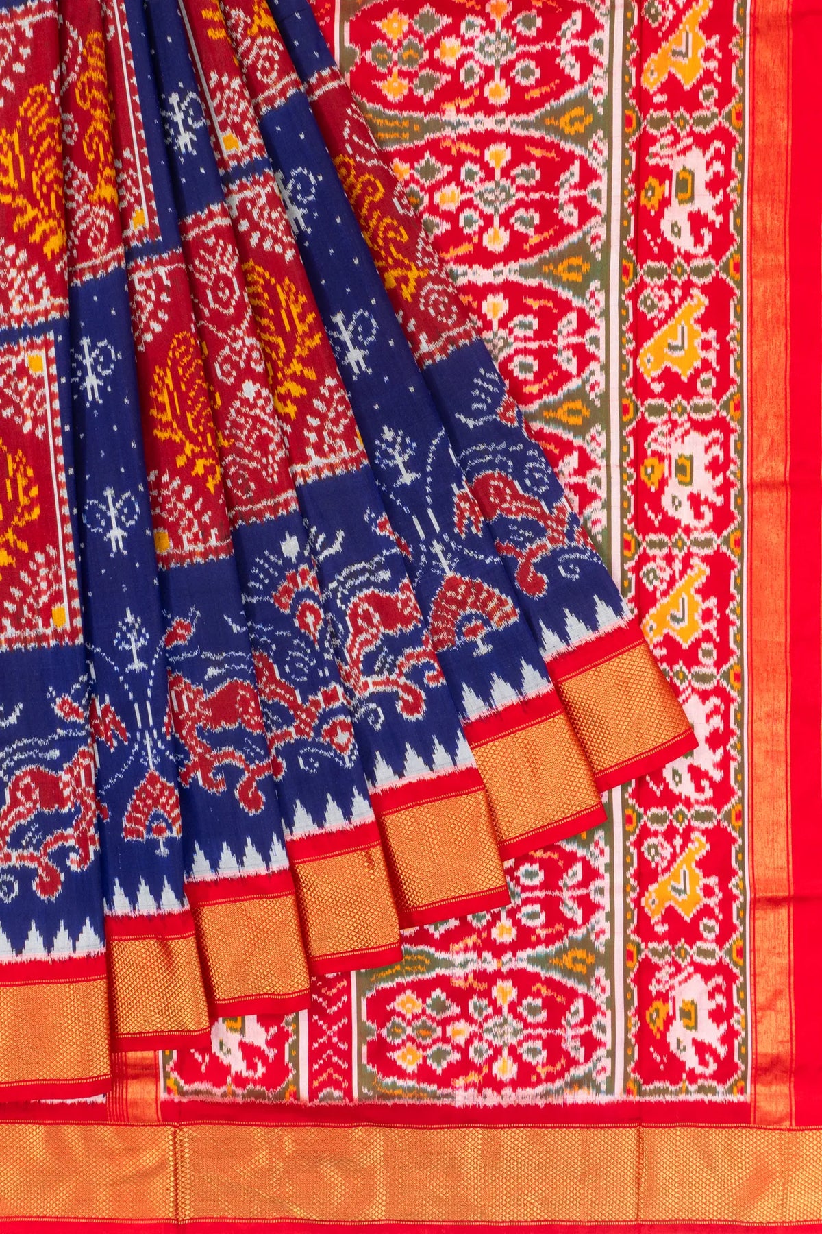 Pochampally Silk Ikat Royal Blue Saree