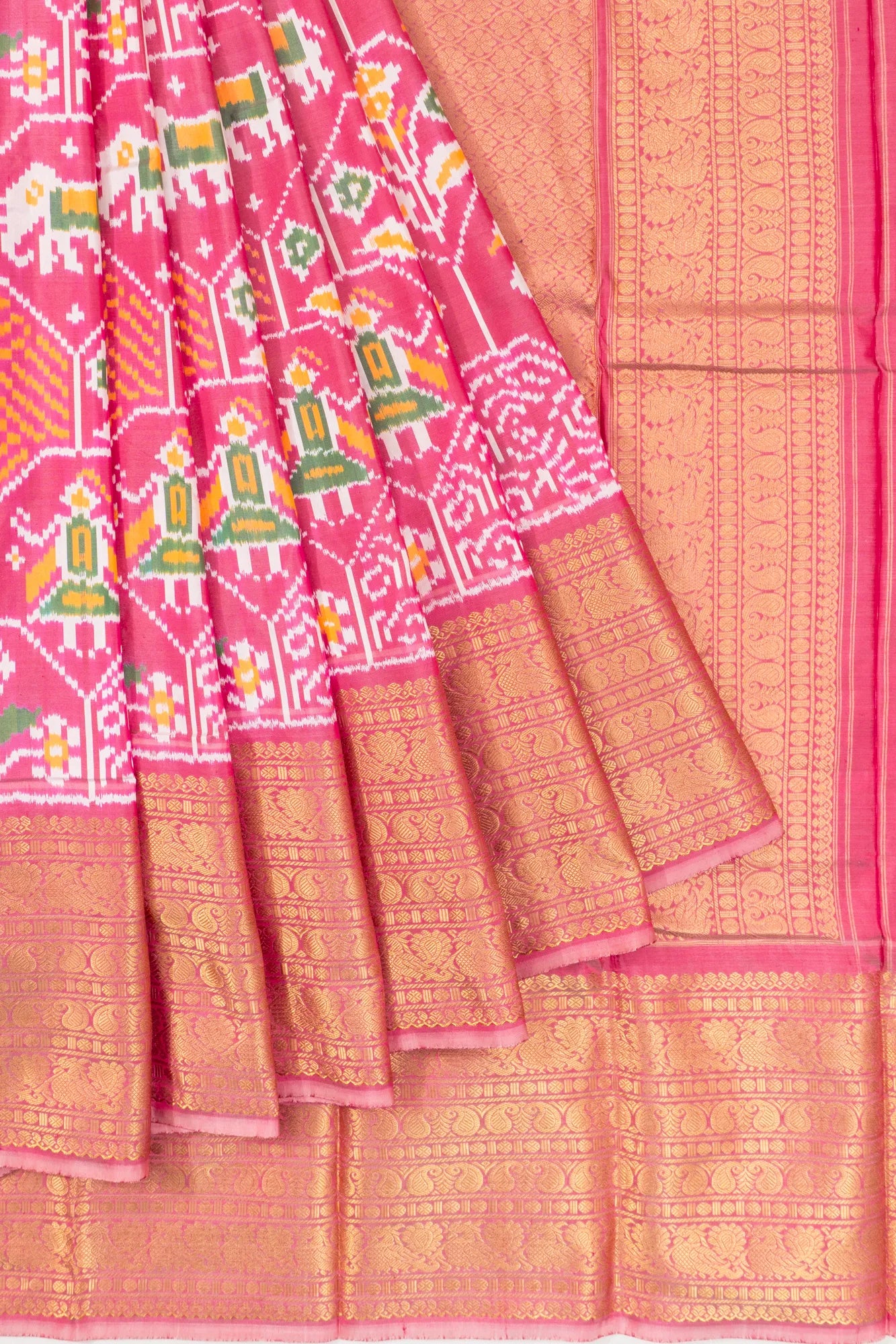 Kanchipuram Silk Ikat Baby Pink Saree