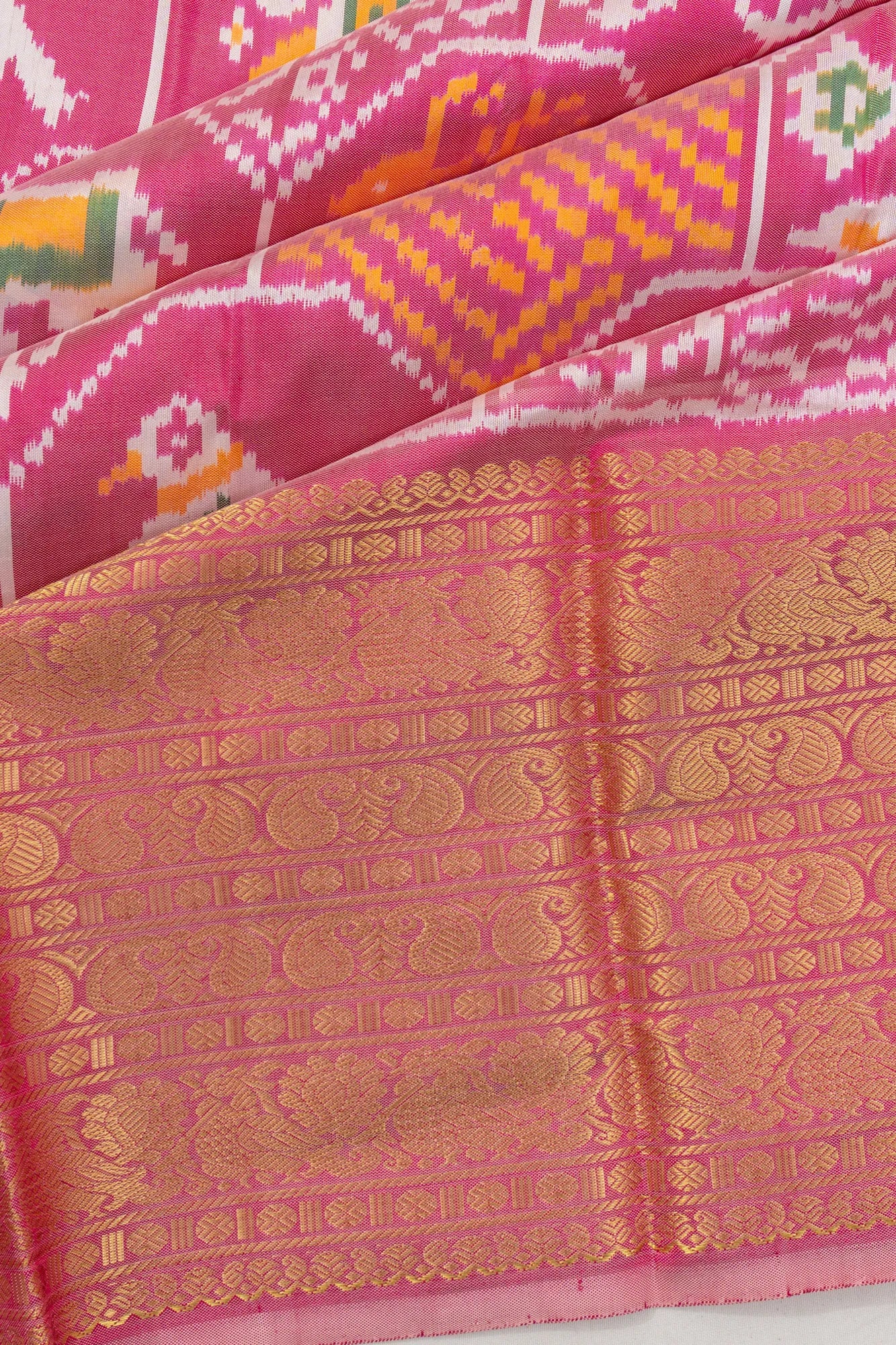Kanchipuram Silk Ikat Baby Pink Saree