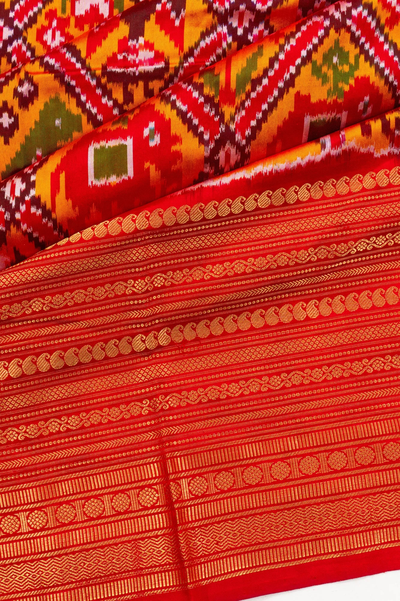 Kanchipuram Silk Ikat Yellow Saree