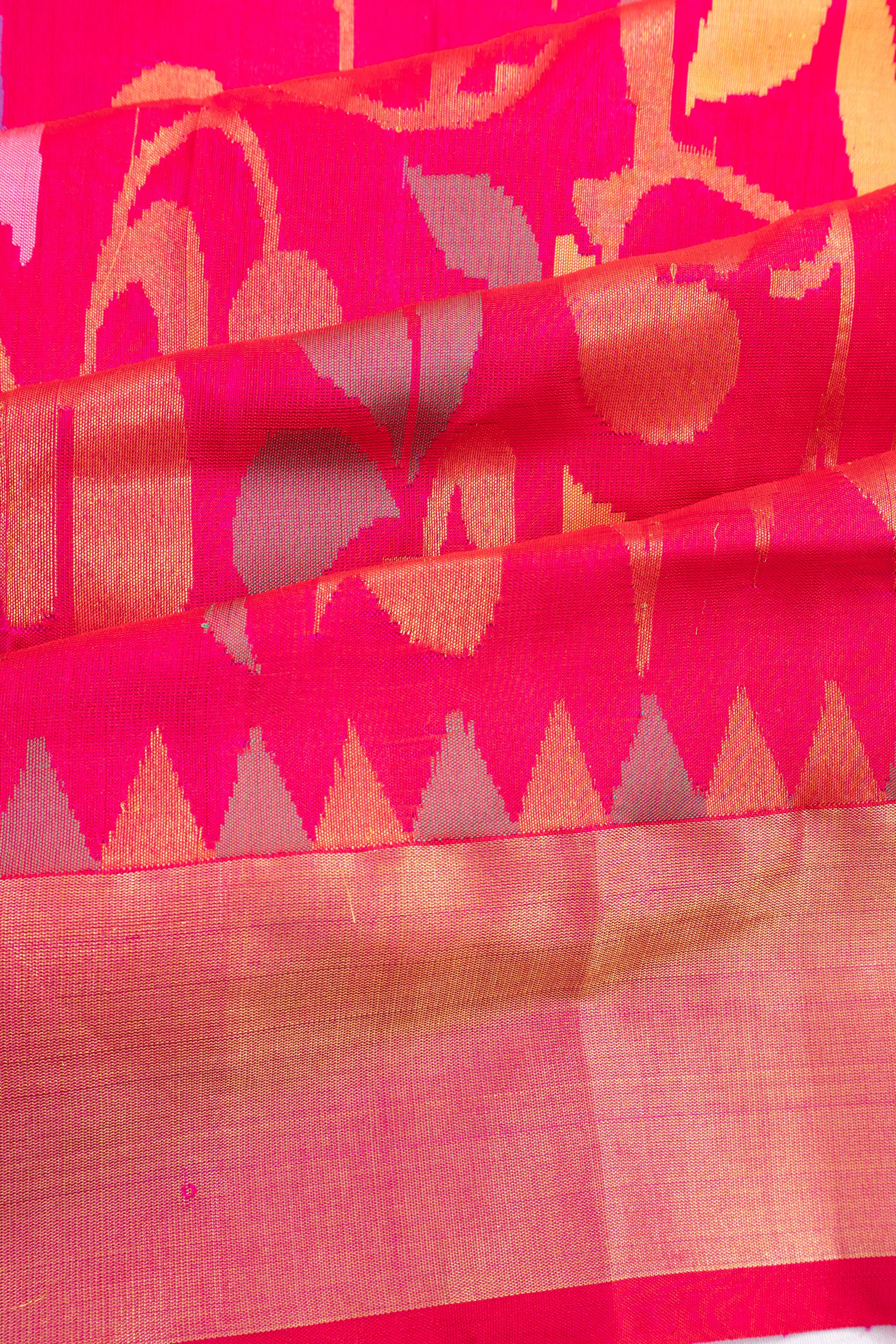 Uppada Silk All Over Jamdani Jaal Pink Saree