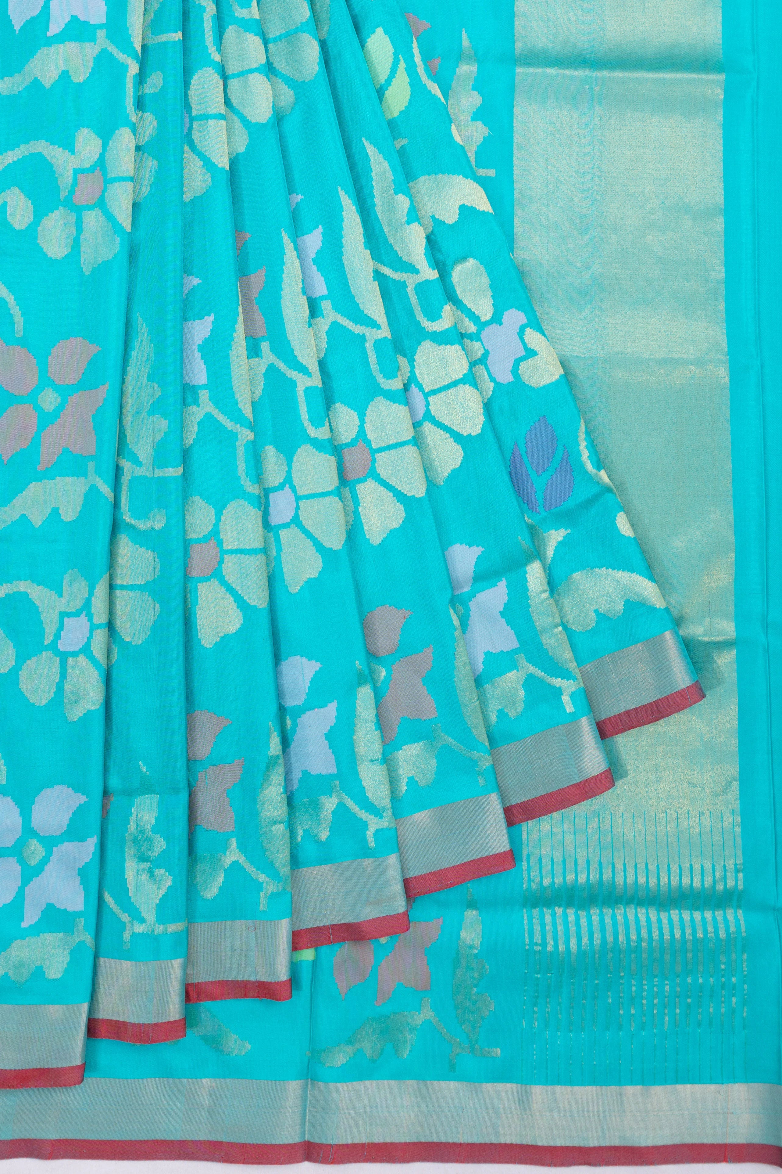 Uppada Silk All Over Jamdani Jaal Sky Blue Saree