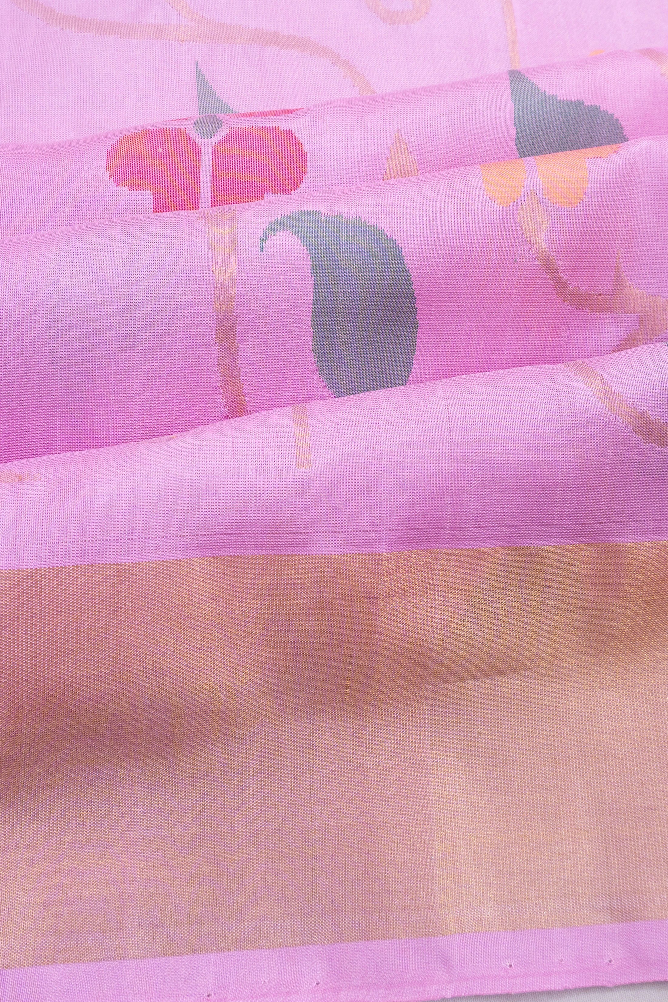 Uppada Silk All Over Jamdani Jaal Baby Pink Saree