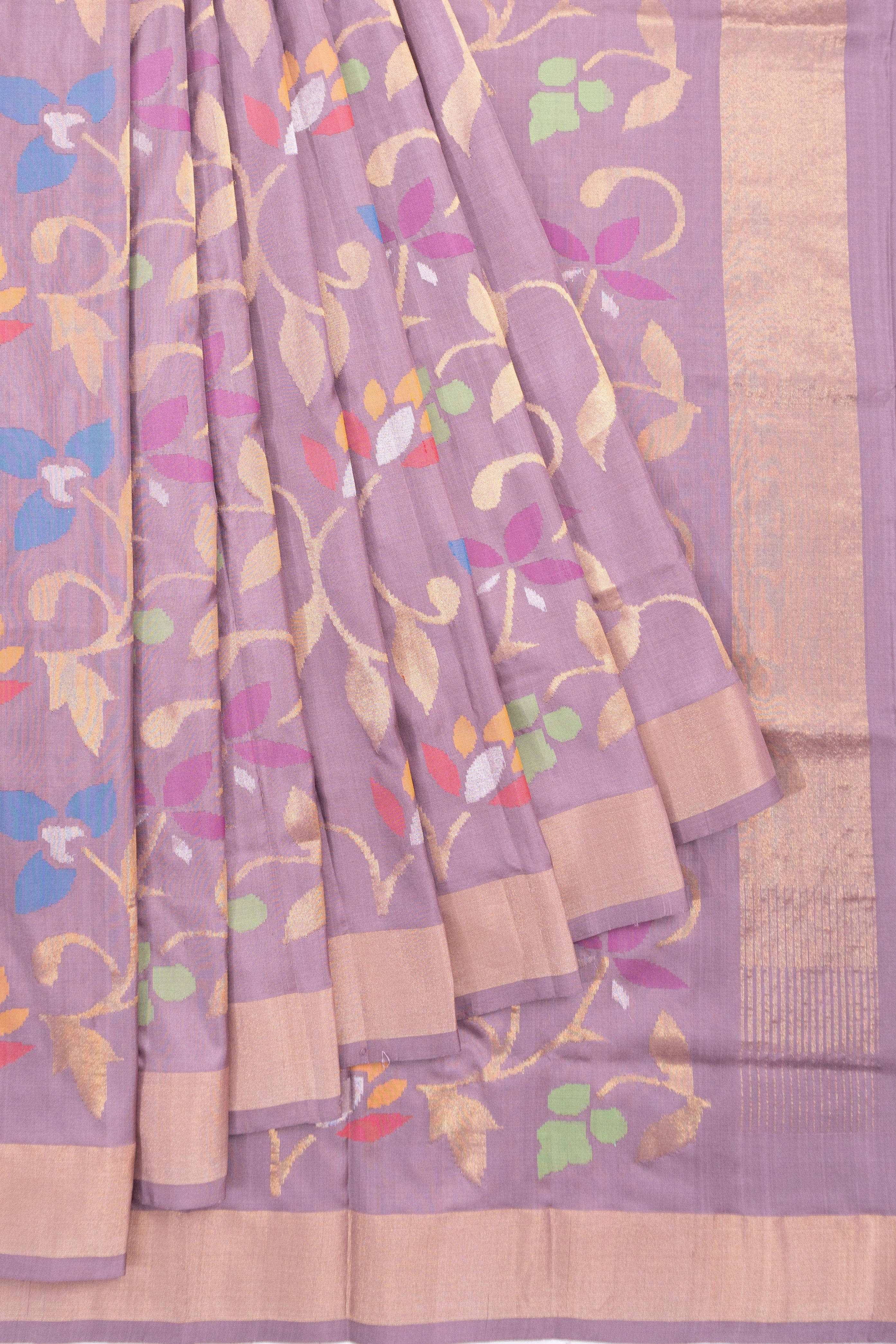 Uppada Silk All Over Jamdani Jaal Lavender Saree