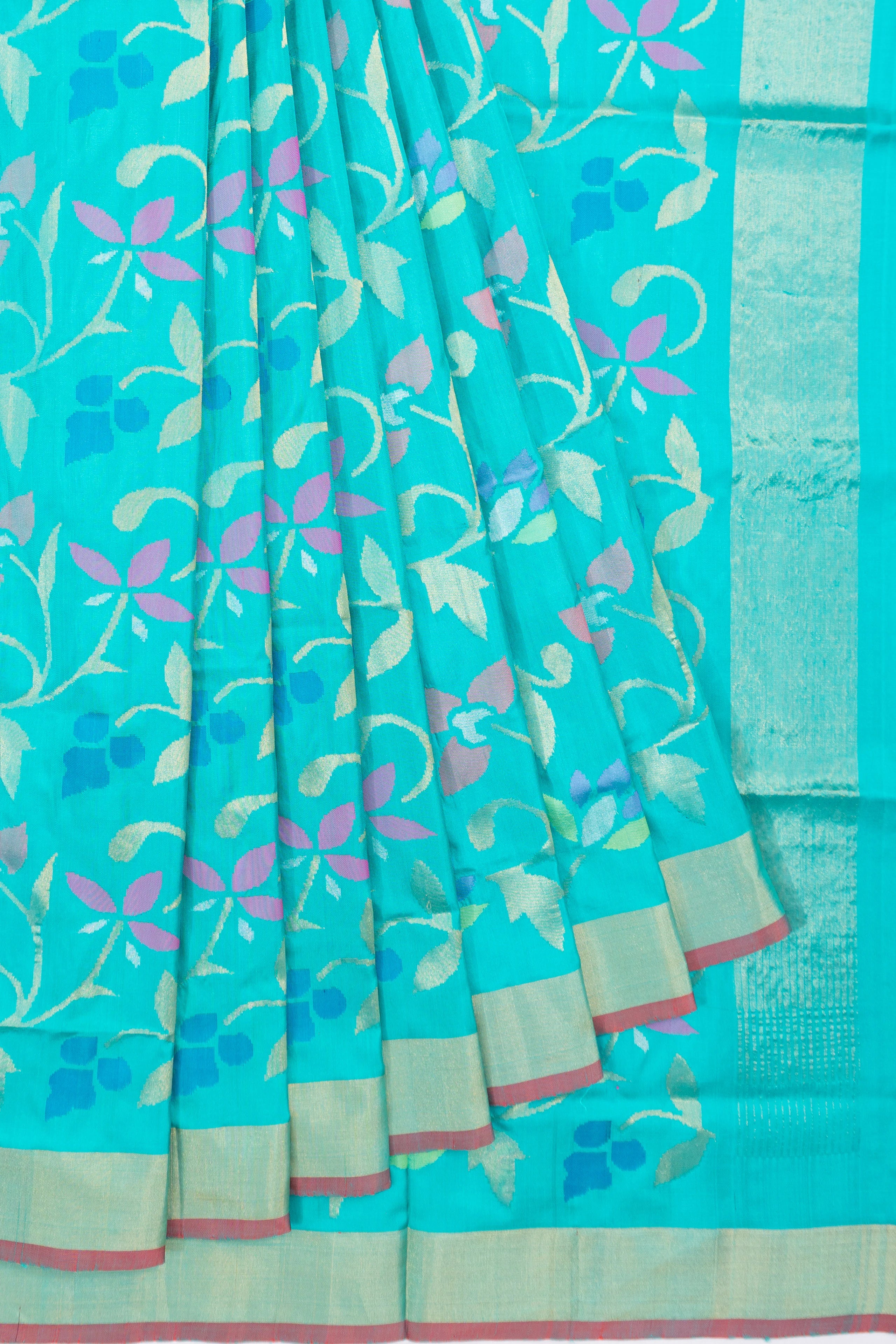 Uppada Silk All Over Jamdani Jaal Sky Blue Saree