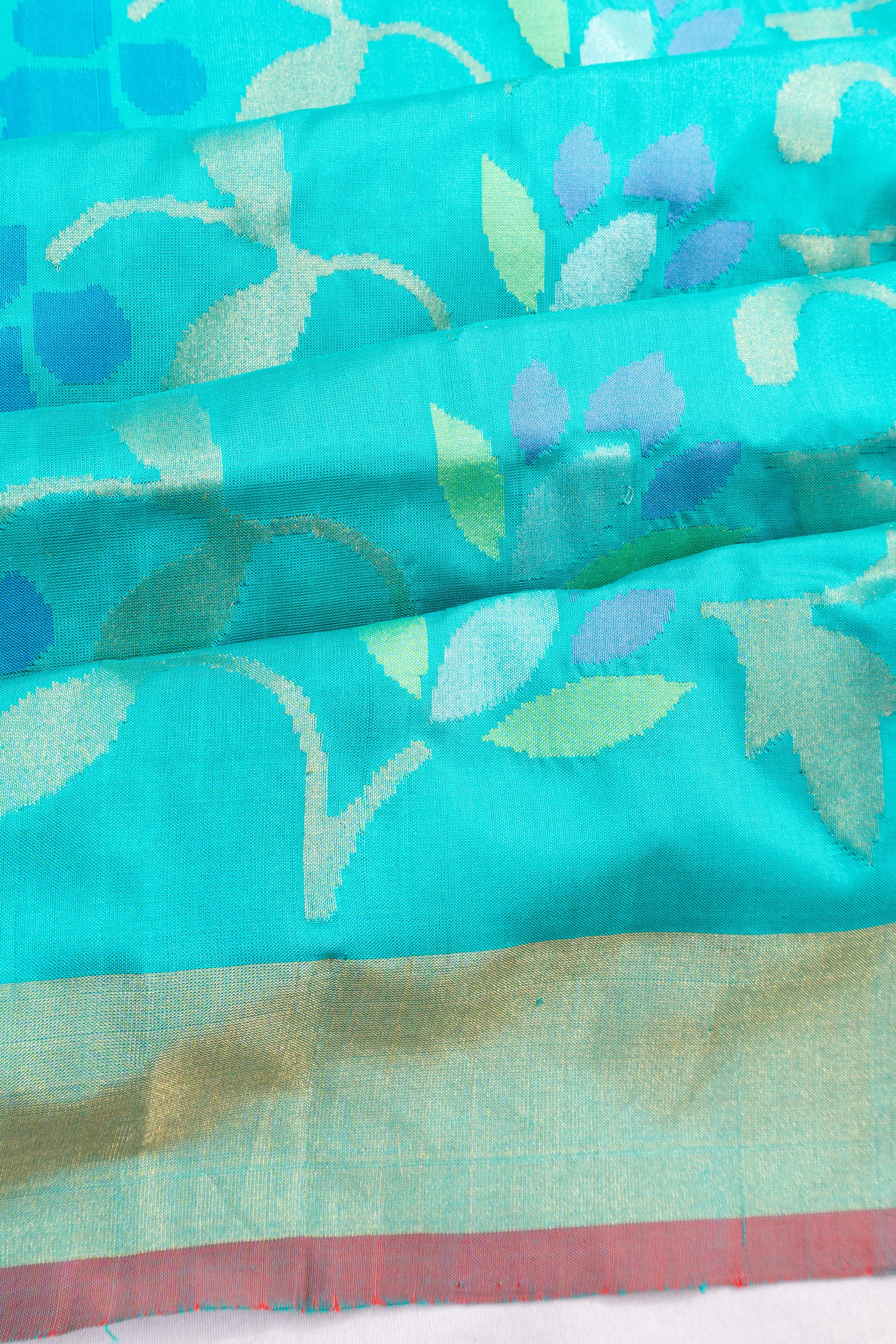 Uppada Silk All Over Jamdani Jaal Sky Blue Saree