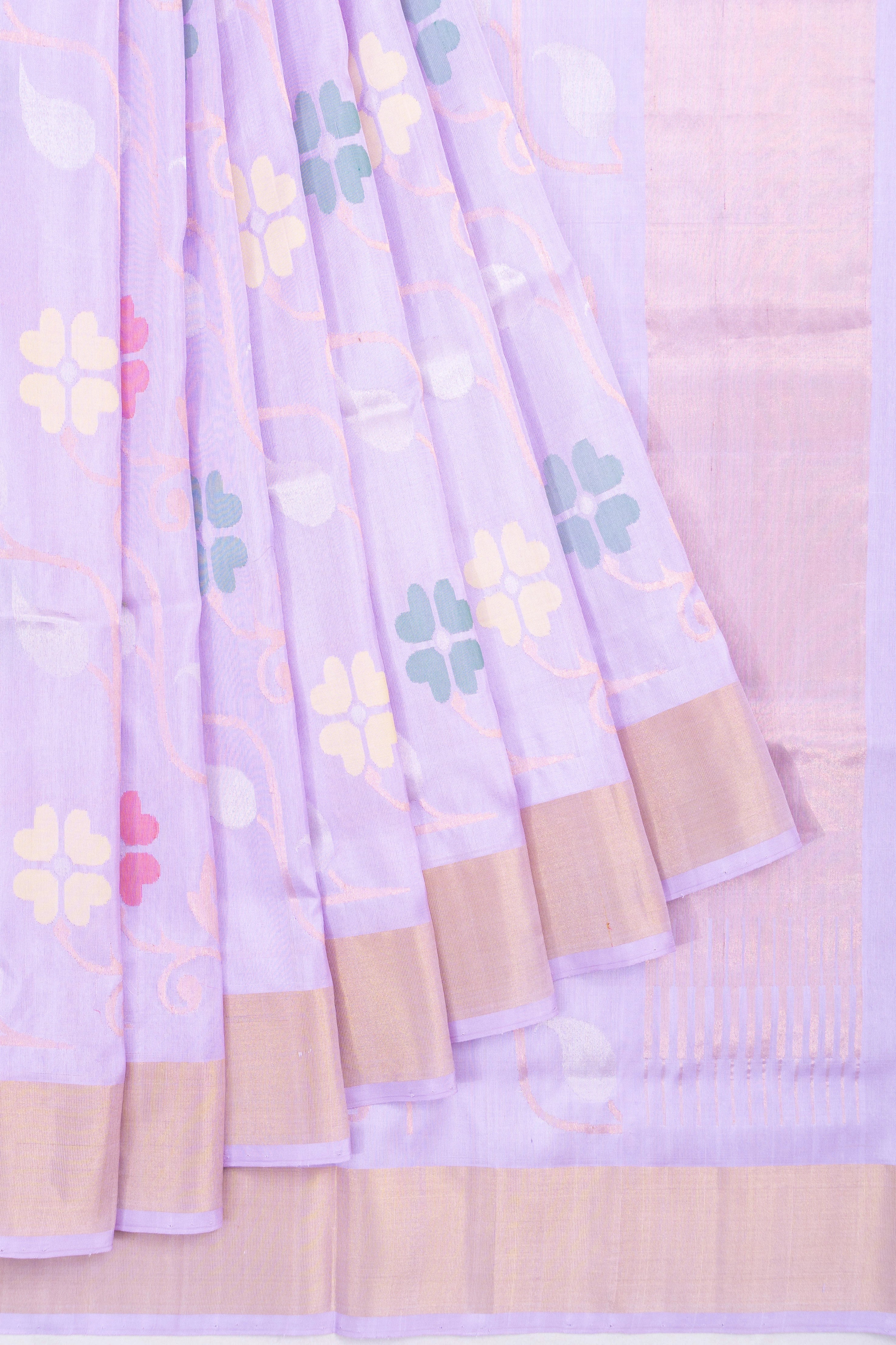 Uppada Silk All Over Jamdani Jaal Lavender Saree