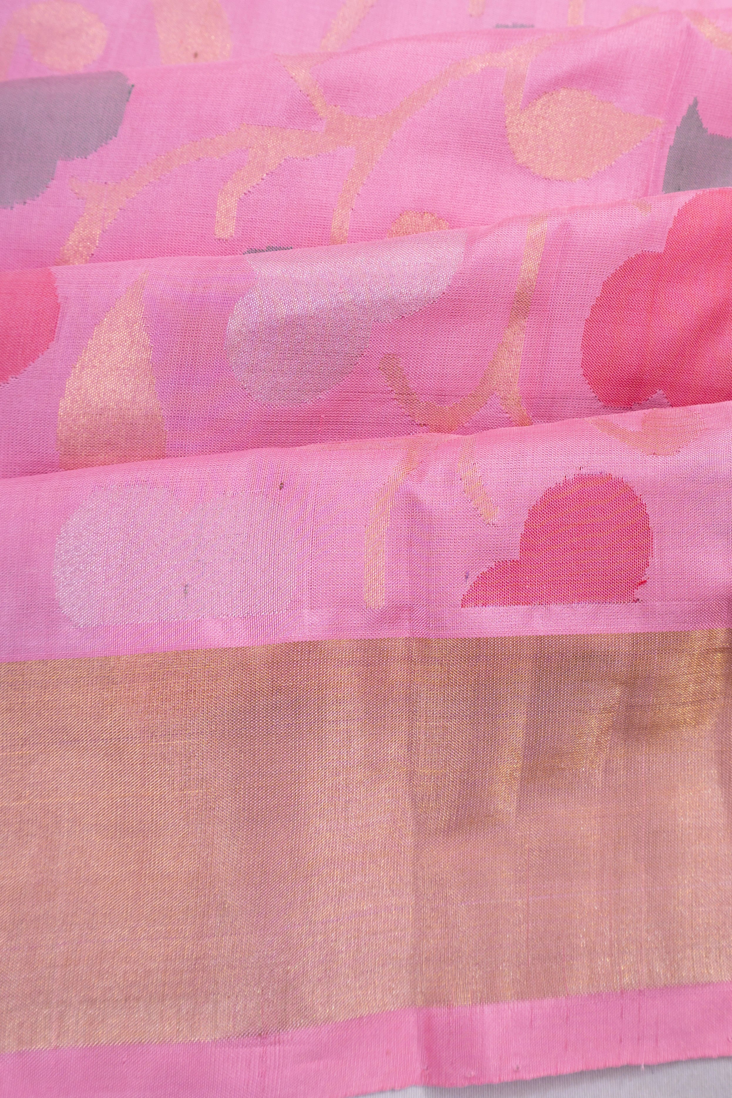 Uppada Silk All Over Jamdani Jaal Baby Pink Saree