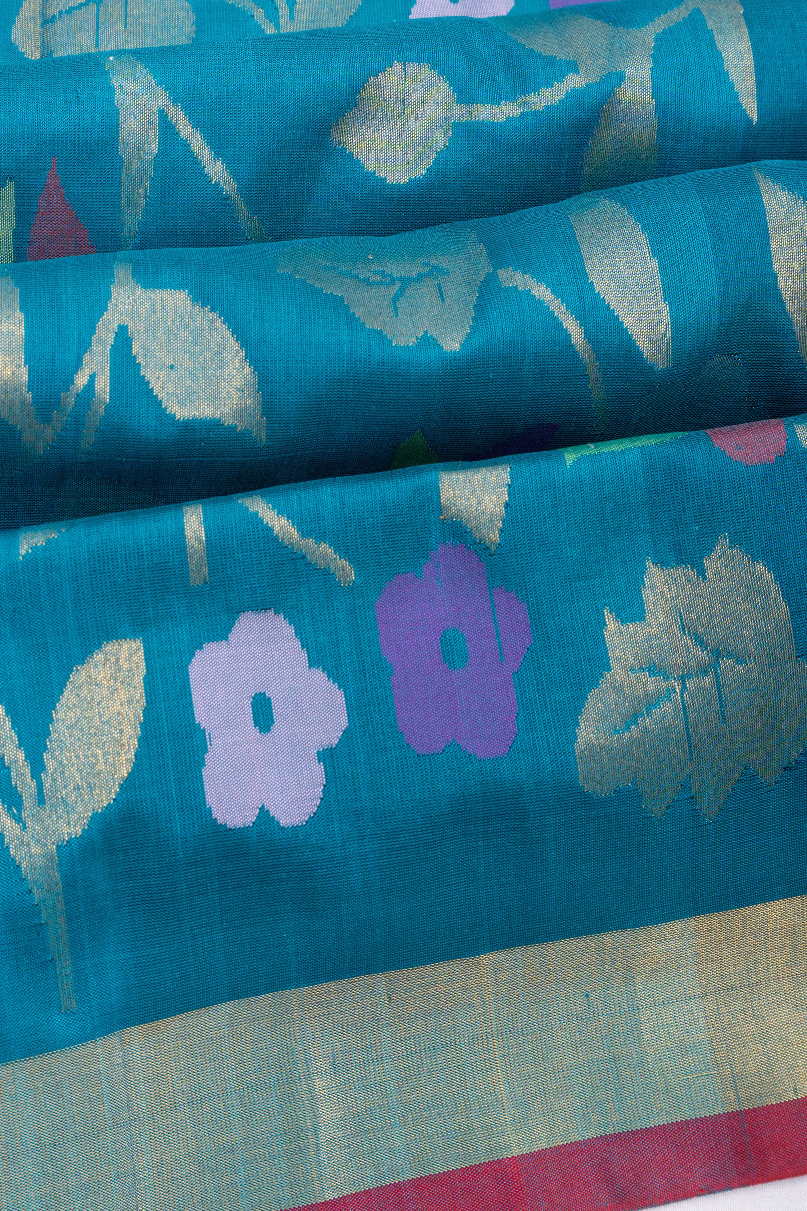 Uppada Silk All Over Jamdani Jaal Blue Saree