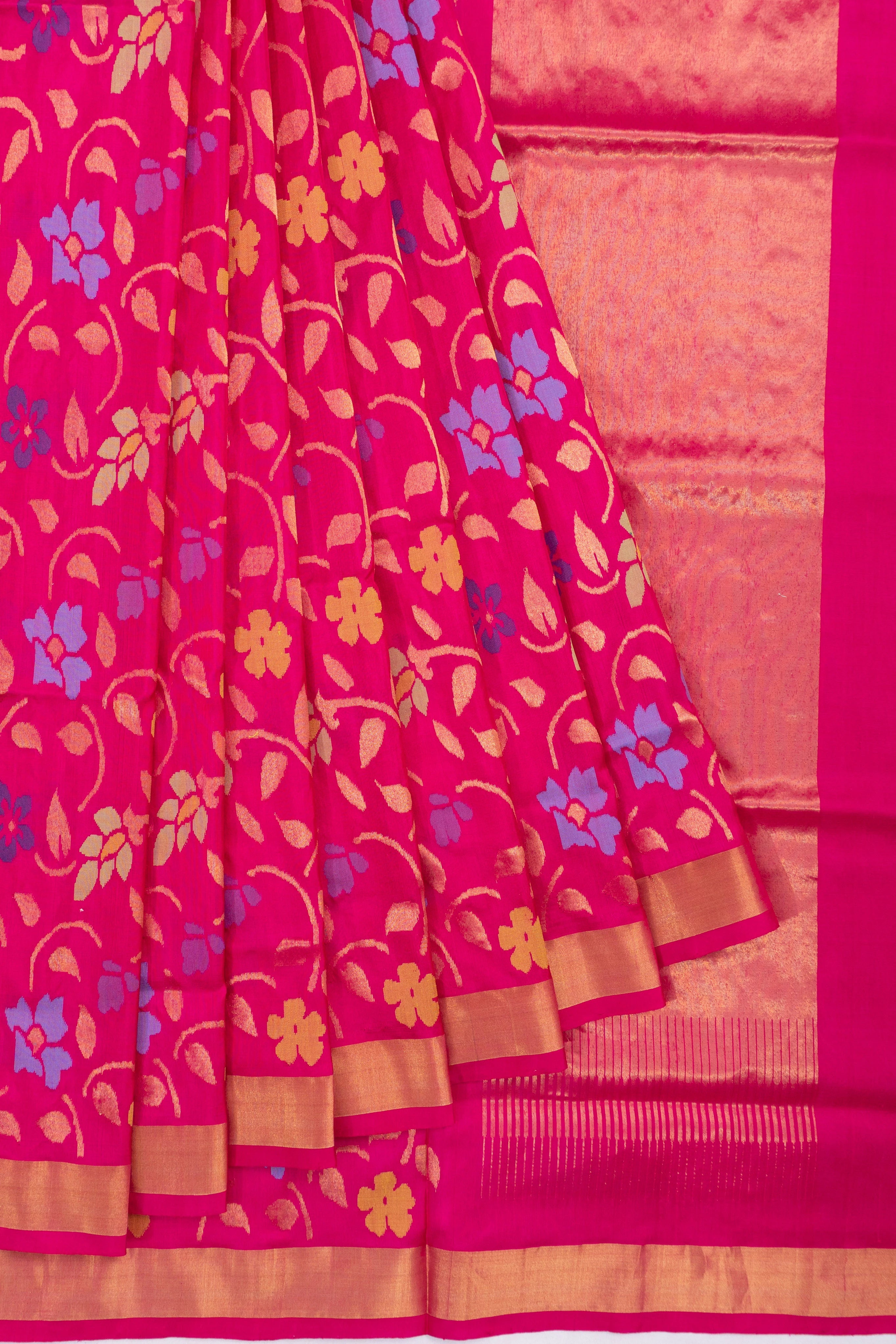 Uppada Silk All Over Jamdani Jaal Pink Saree